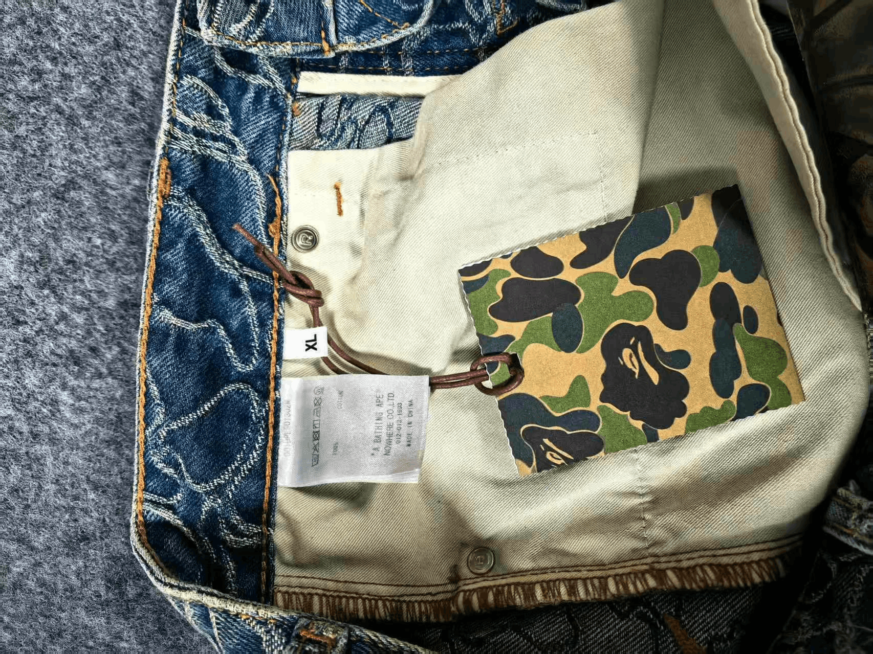Bape A Bathing Ape Camo Jacquard Denim Jeans XL Size US 36 / EU 52 - 6 Thumbnail