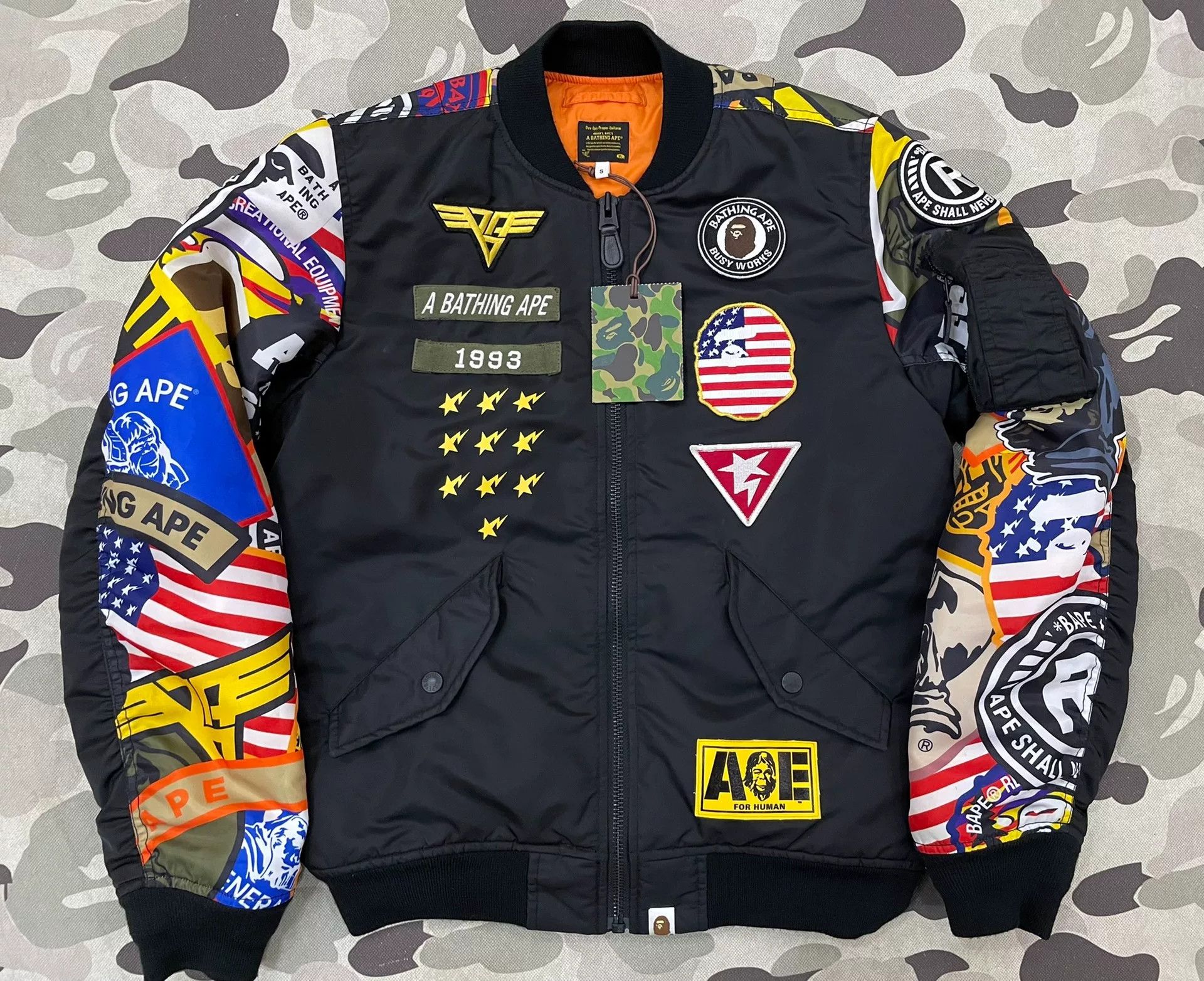 Bape Bape Patchwork MA-1 Bomber Jacket Size S Size US S / EU 44-46 / 1 - 2 Thumbnail