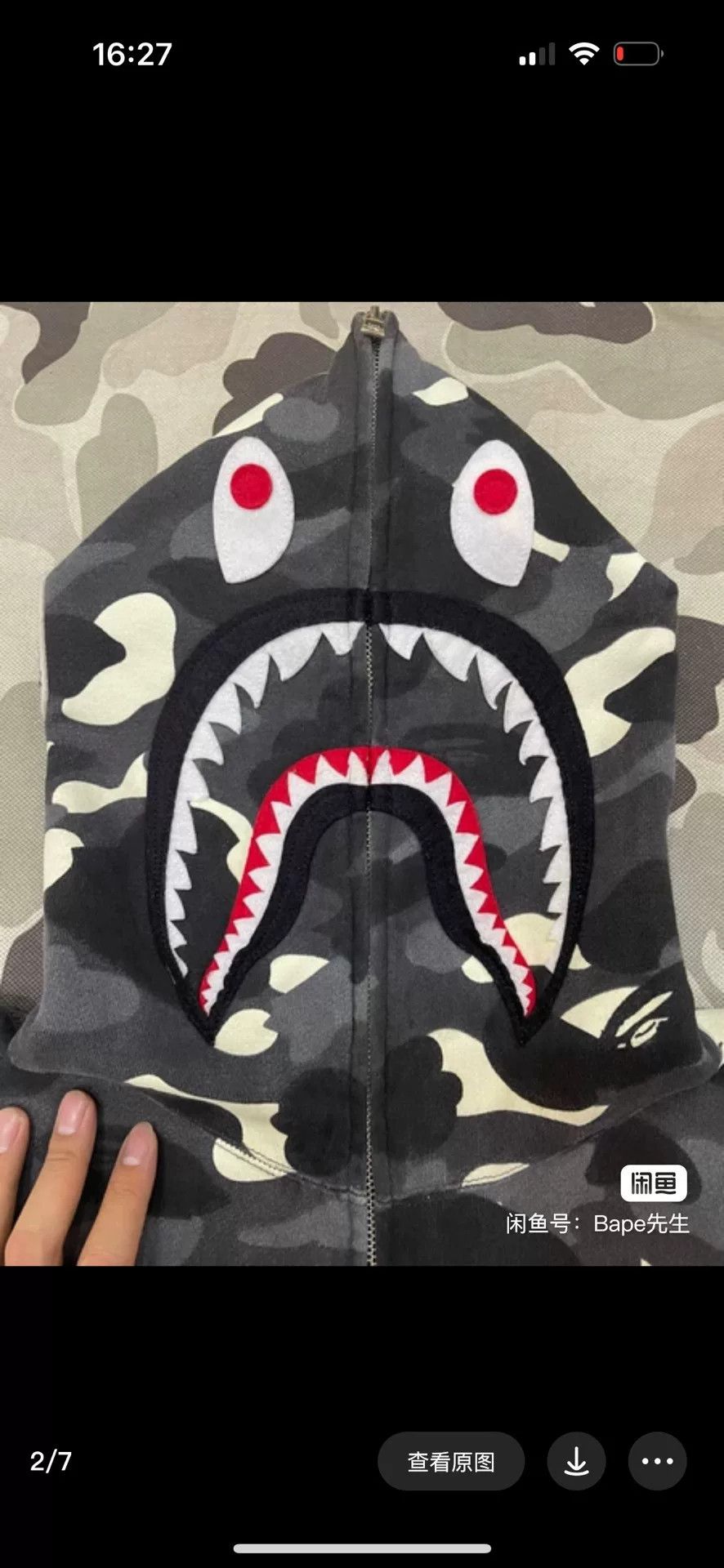 Bape Bape Camo Shark Full Zip Hoodie Size L Size US L / EU 52-54 / 3 - 3 Thumbnail
