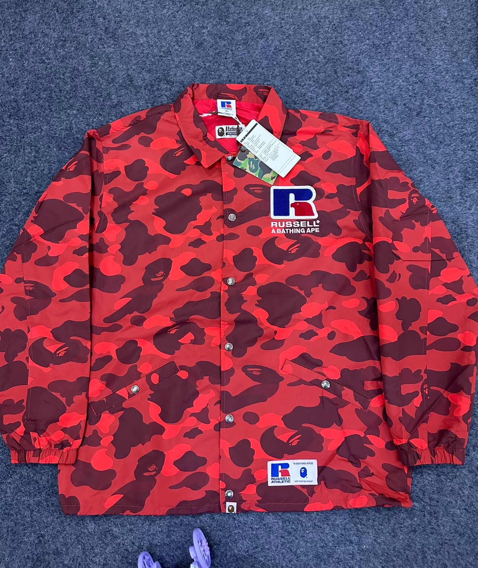 Bape BAPE x Russell Athletic Red Camo Coach Jacket XL Size US XL / EU 56 / 4 - 2 Thumbnail