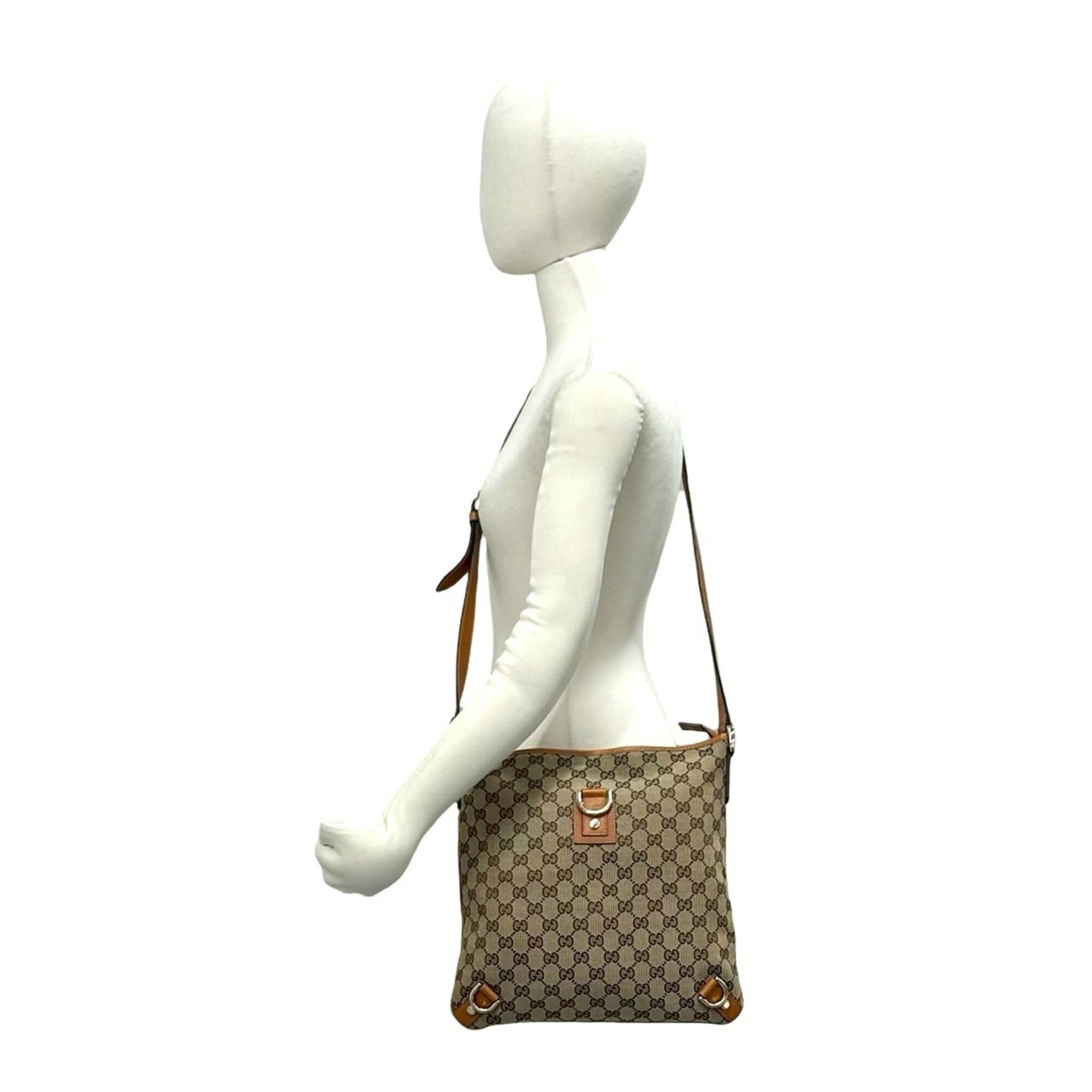 Gucci GUCCI GG Logo Hardware Canvas Leather Semi-One Shoulder Bag Mini Tote Sacoche Brown 60526 Size ONE SIZE - 2 Thumbnail