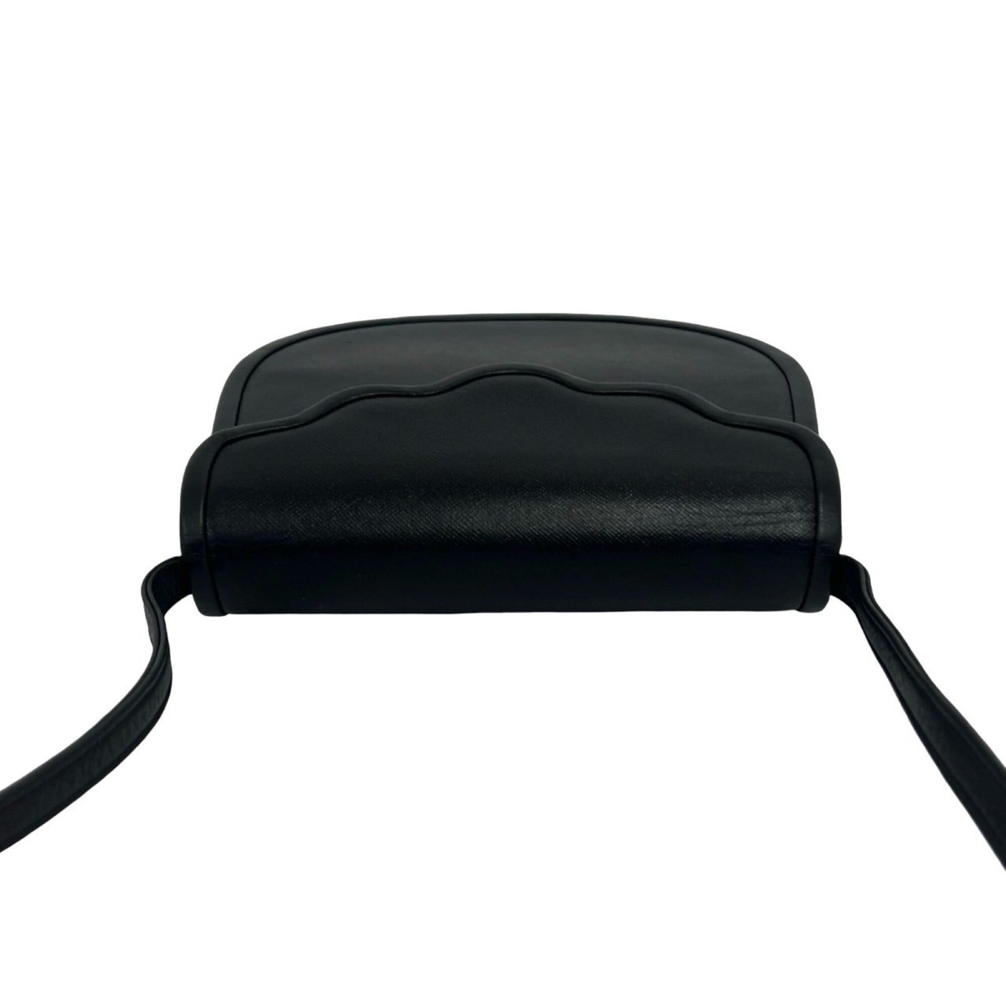 Yves Saint Laurent YVES SAINT LAURENT Vintage Scalloped Leather Mini Shoulder Bag/Pouch, Black, 89009 Size ONE SIZE - 4 Thumbnail