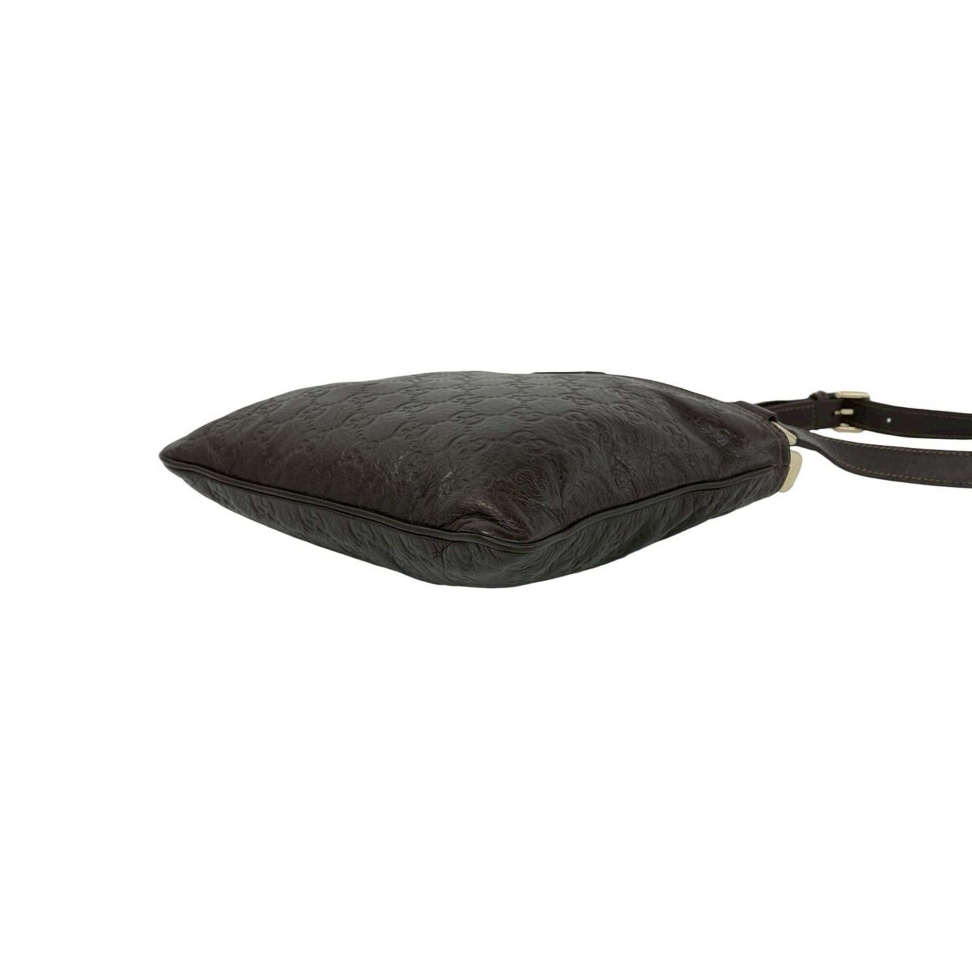Gucci GUCCI Guccissima GG pattern embossed leather mini shoulder bag/pochette/sacoche, dark brown, 75391 Size ONE SIZE - 8 Thumbnail