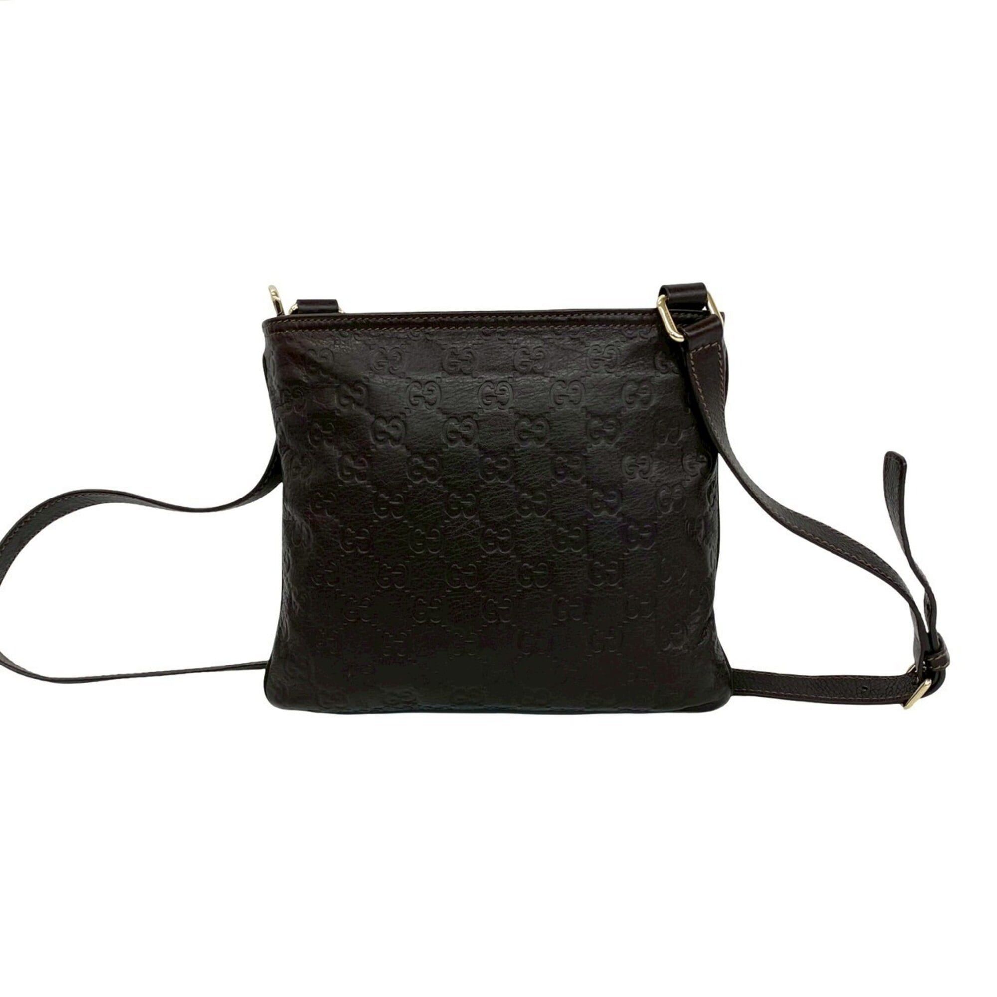 Gucci GUCCI Guccissima GG pattern embossed leather mini shoulder bag/pochette/sacoche, dark brown, 75391 Size ONE SIZE - 3 Thumbnail