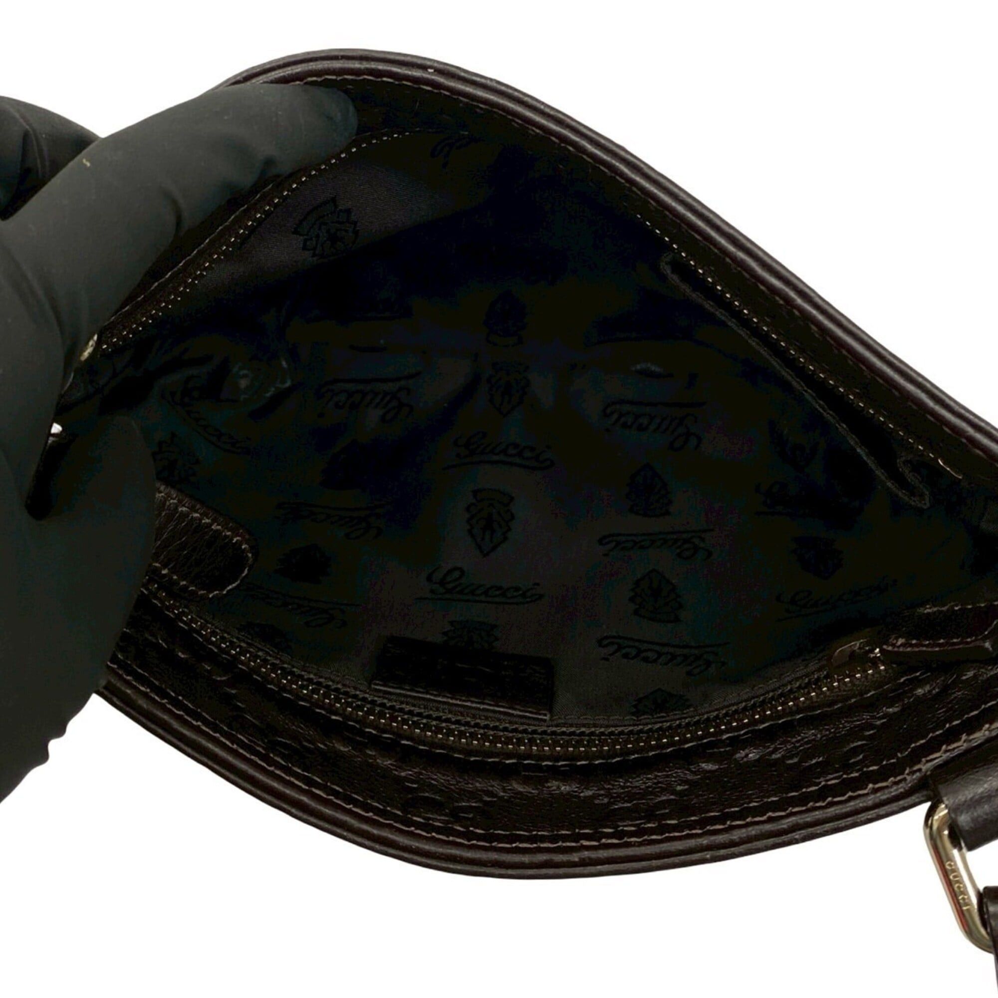 Gucci GUCCI Guccissima GG pattern embossed leather mini shoulder bag/pochette/sacoche, dark brown, 75391 Size ONE SIZE - 9 Thumbnail