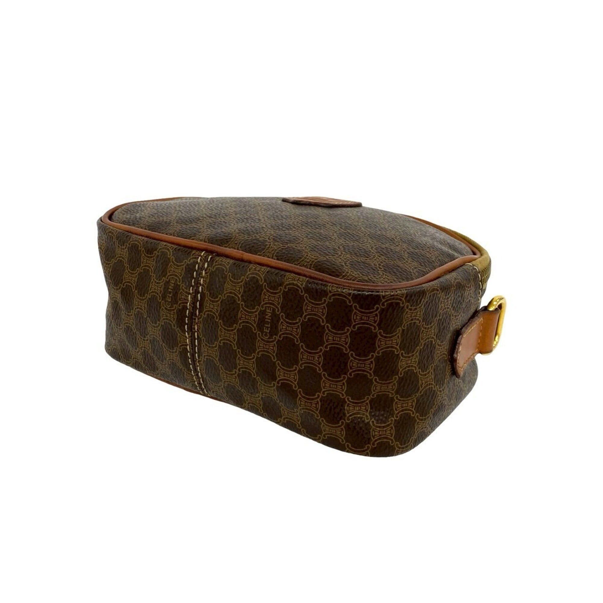 Celine CELINE Vintage Magadham Blazon Triomphe Pattern Leather Mini Shoulder Bag/Handbag, Brown 30103 Size ONE SIZE - 8 Thumbnail