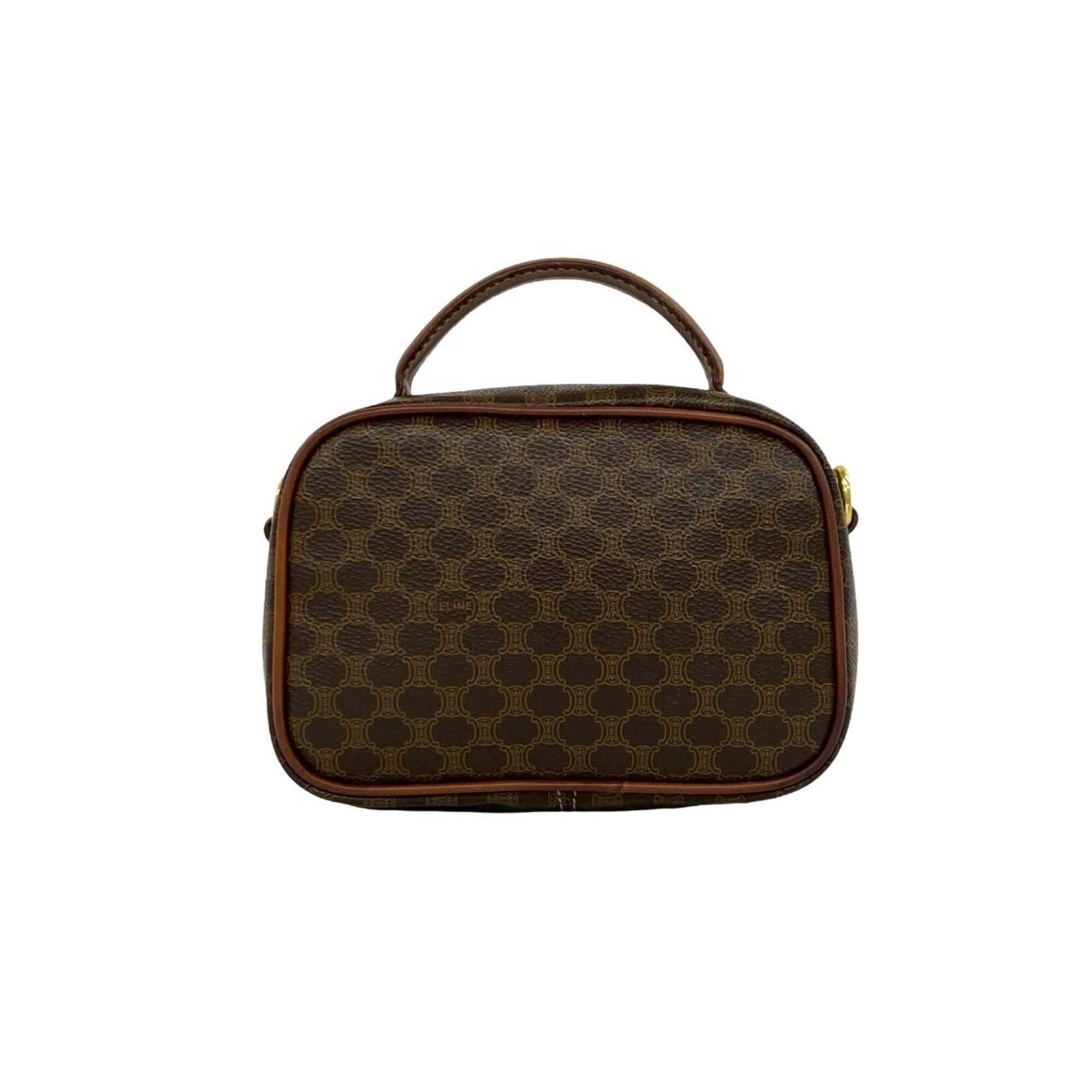 Celine CELINE Vintage Magadham Blazon Triomphe Pattern Leather Mini Shoulder Bag/Handbag, Brown 30103 Size ONE SIZE - 3 Thumbnail