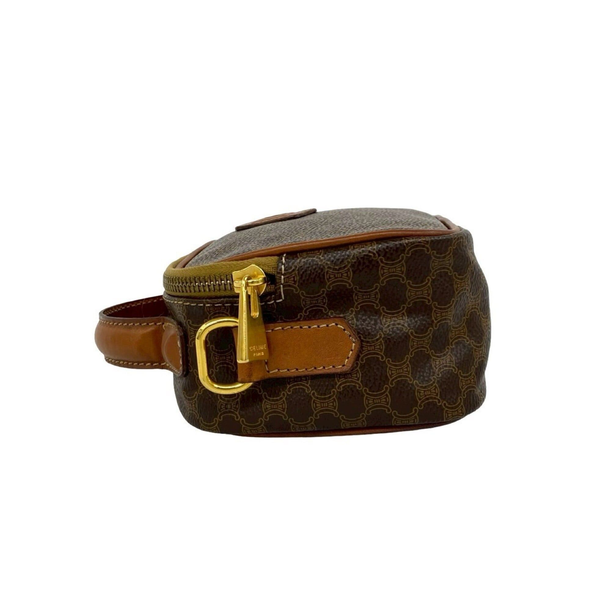 Celine CELINE Vintage Magadham Blazon Triomphe Pattern Leather Mini Shoulder Bag/Handbag, Brown 30103 Size ONE SIZE - 5 Thumbnail