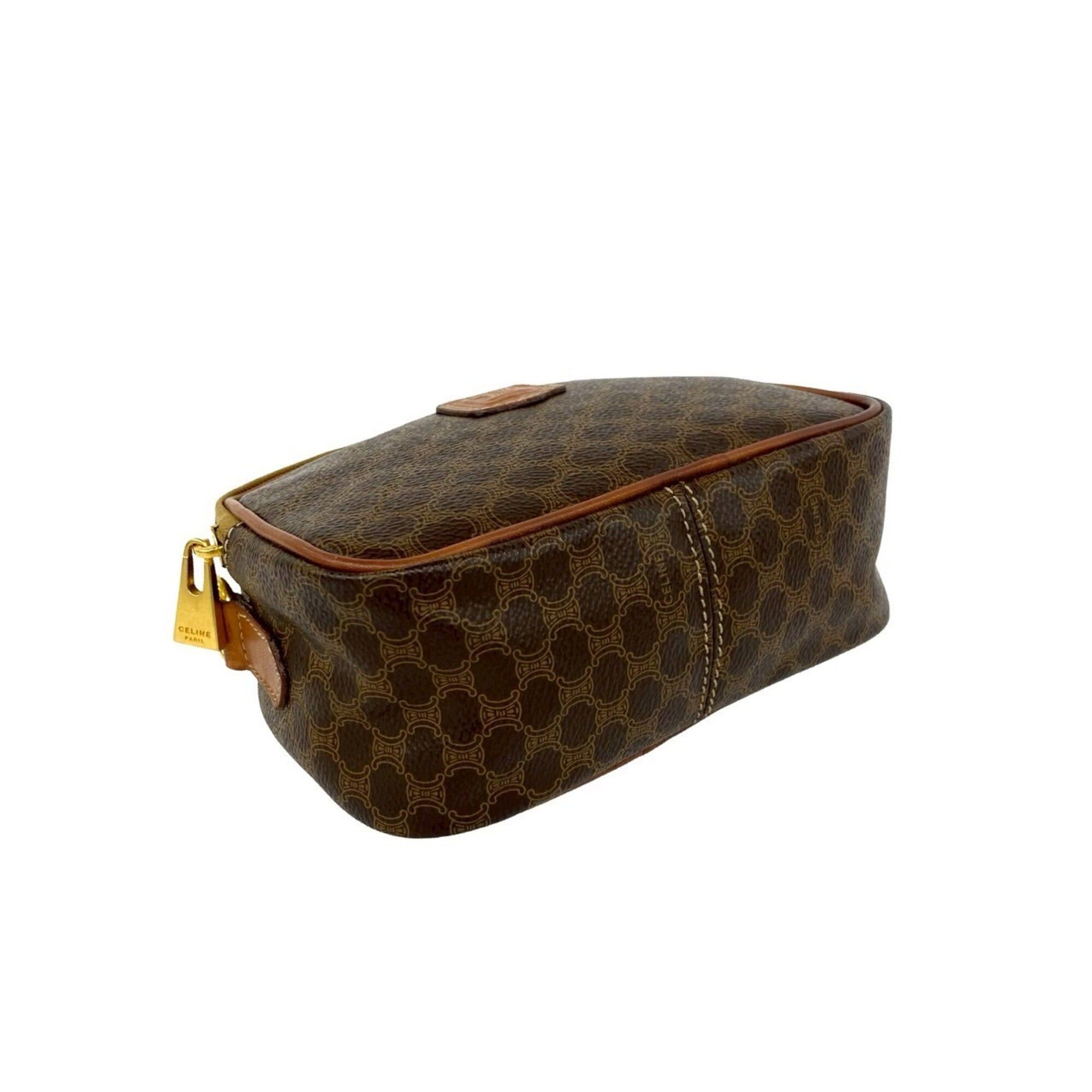Celine CELINE Vintage Magadham Blazon Triomphe Pattern Leather Mini Shoulder Bag/Handbag, Brown 30103 Size ONE SIZE - 7 Thumbnail