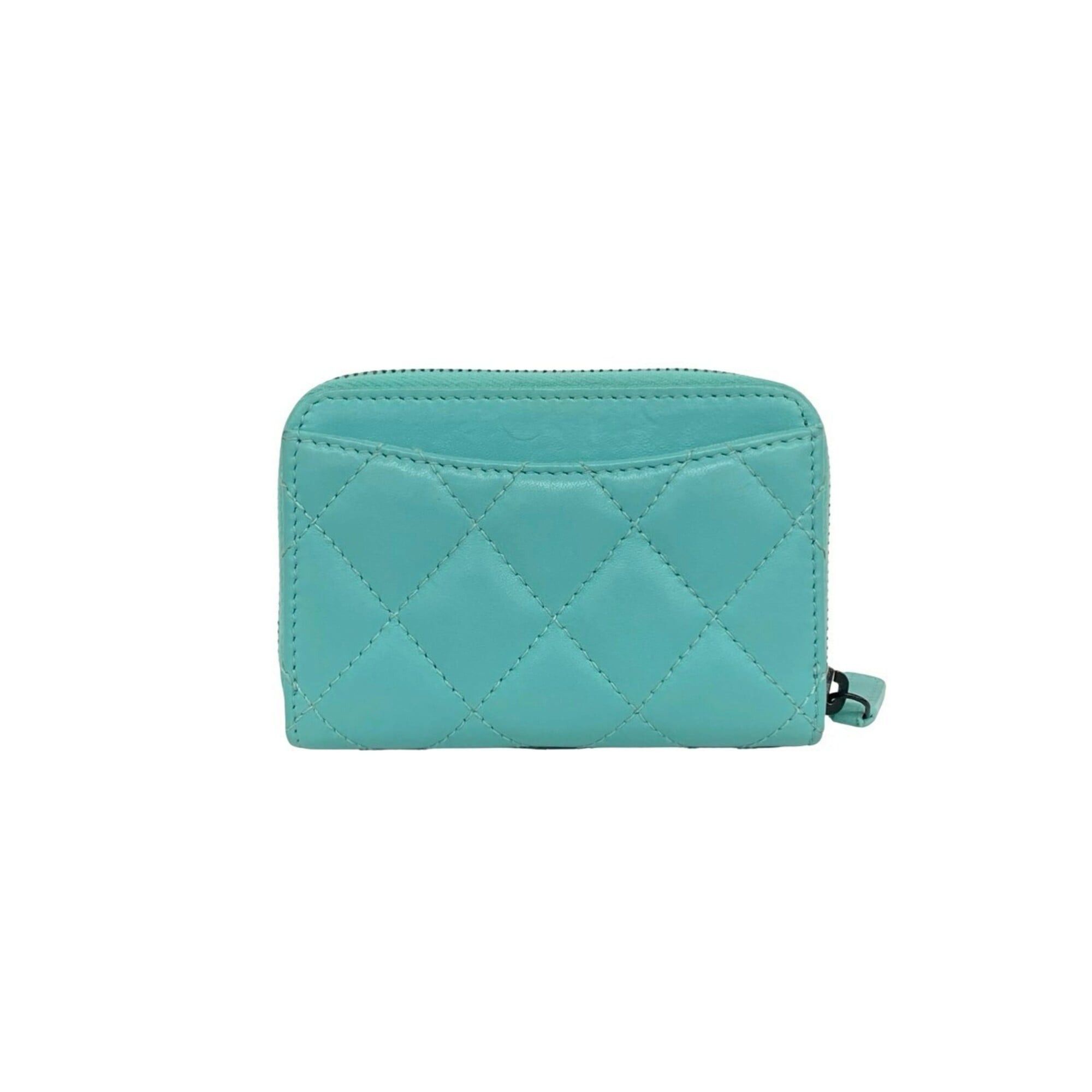 Chanel CHANEL Matelassé Coco Mark Lambskin Leather Round Zip Wallet/Coin Case Light Green 19208 Size ONE SIZE - 2 Thumbnail
