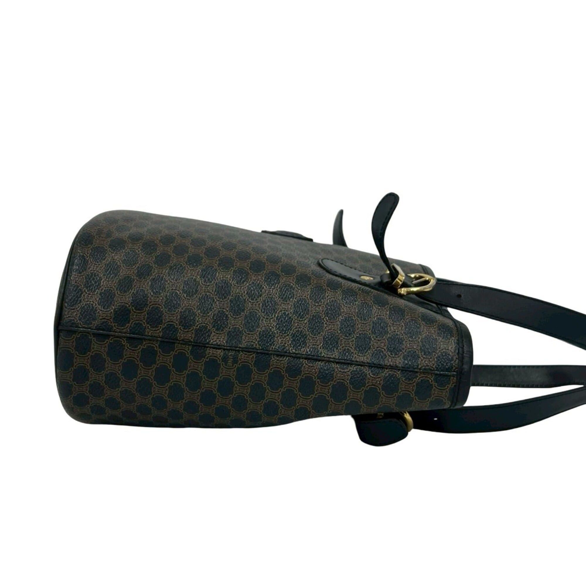 Celine CELINE Magadam Blazon Triomphe Pattern Logo Leather Tote Bag Handbag Brown Black 26218 Size ONE SIZE - 6 Thumbnail