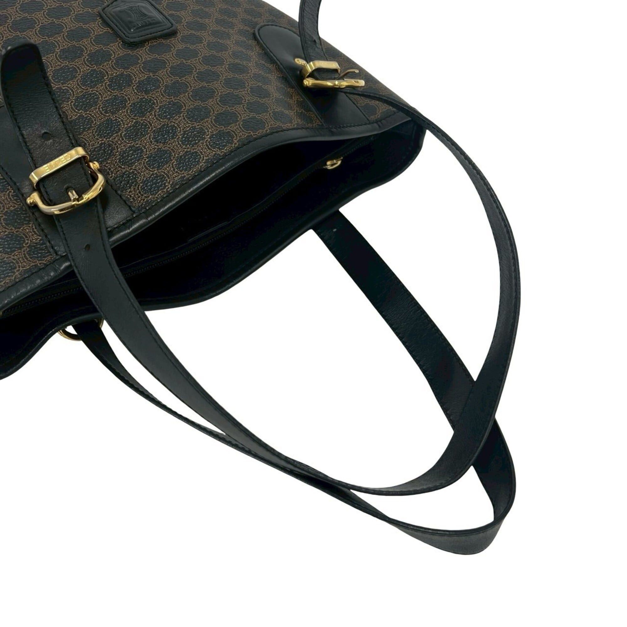 Celine CELINE Magadam Blazon Triomphe Pattern Logo Leather Tote Bag Handbag Brown Black 26218 Size ONE SIZE - 4 Thumbnail