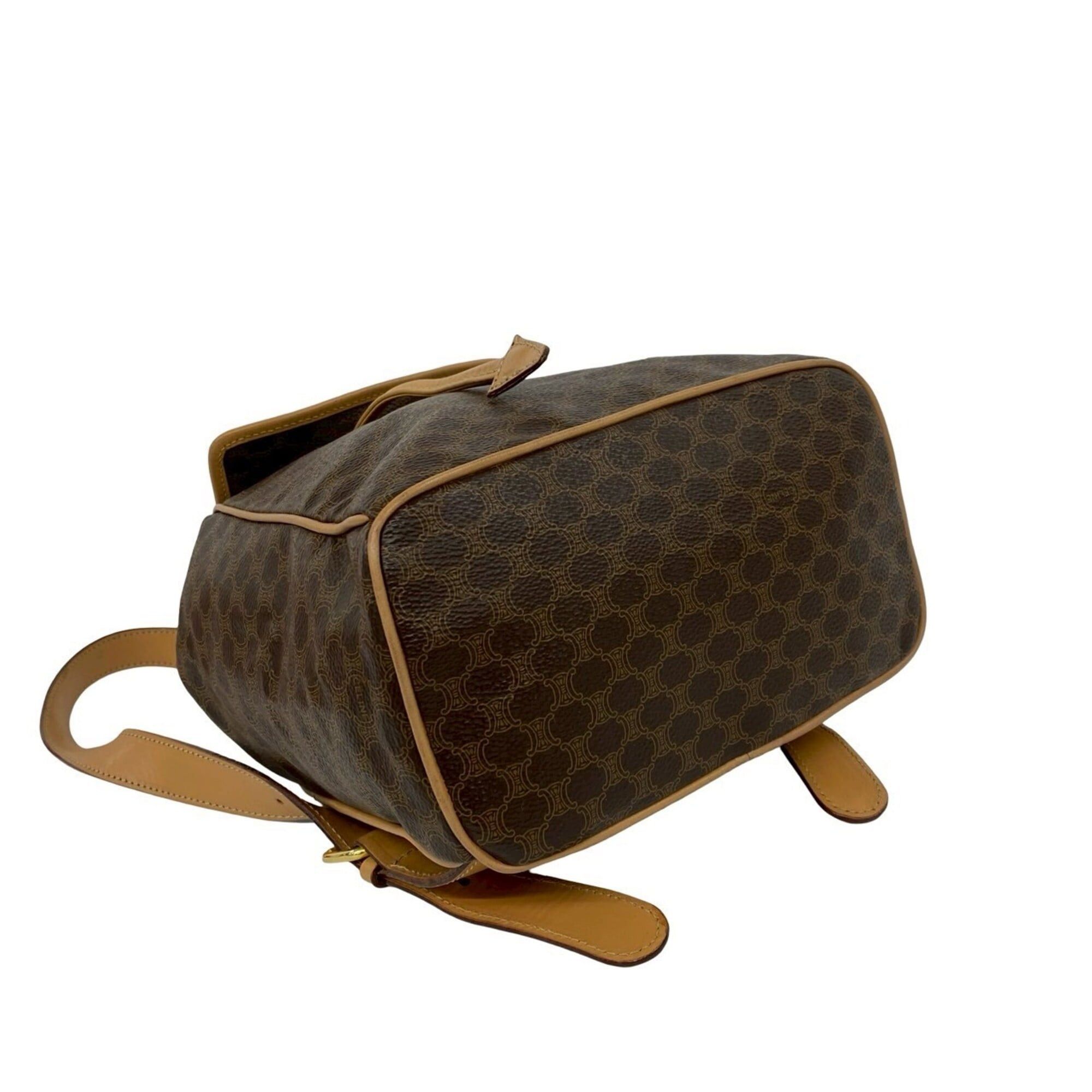 Celine CELINE Vintage Macadam Blazon Triomphe Pattern Logo Ring Hardware Leather Backpack Brown 92831 Size ONE SIZE - 7 Thumbnail