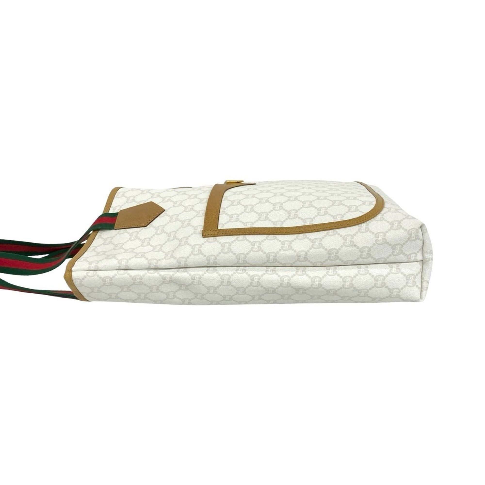 Gucci GUCCI Vintage Sherry Line Gucci Plus Logo Hardware Leather Tote Bag White 84247 Size ONE SIZE - 5 Thumbnail