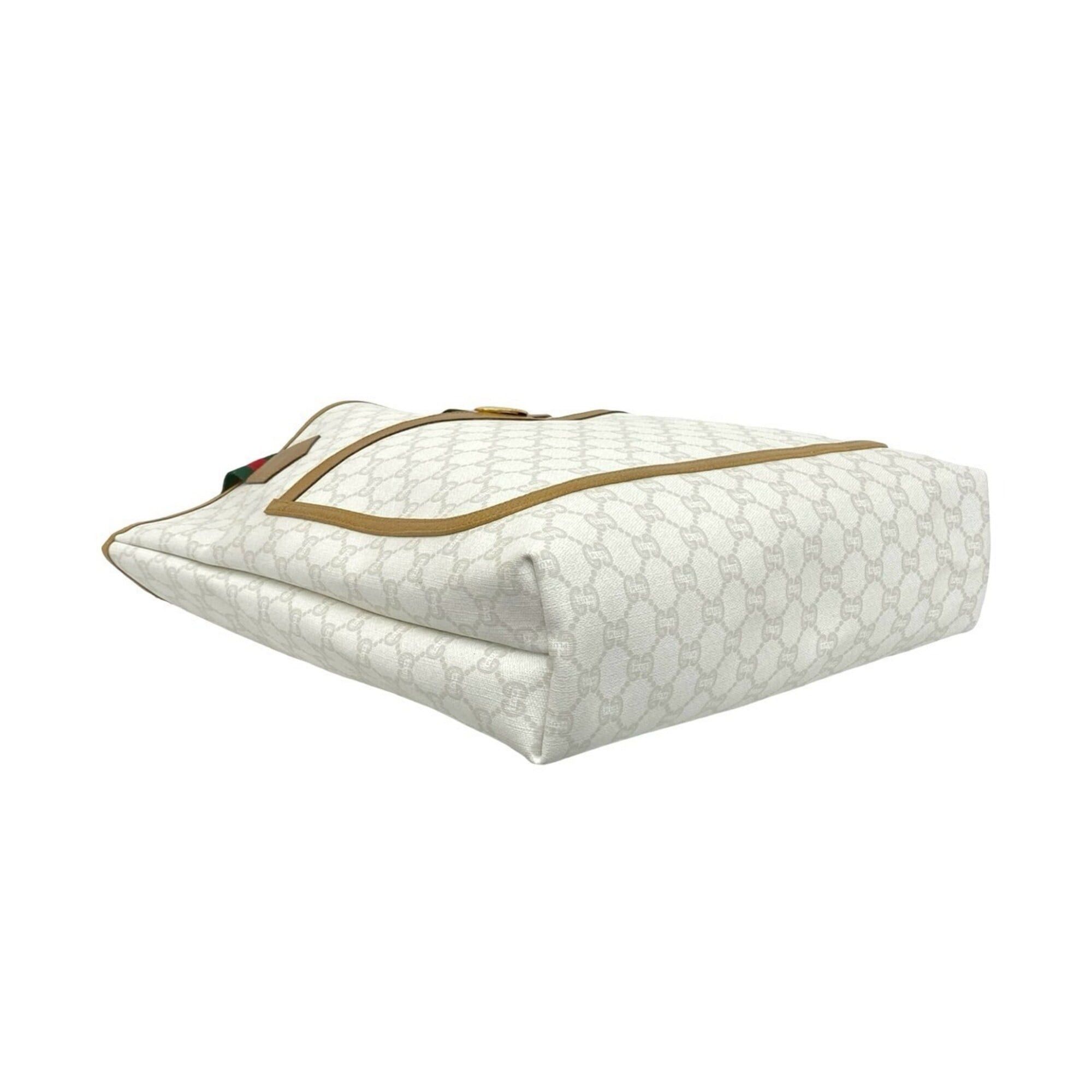 Gucci GUCCI Vintage Sherry Line Gucci Plus Logo Hardware Leather Tote Bag White 84247 Size ONE SIZE - 7 Thumbnail