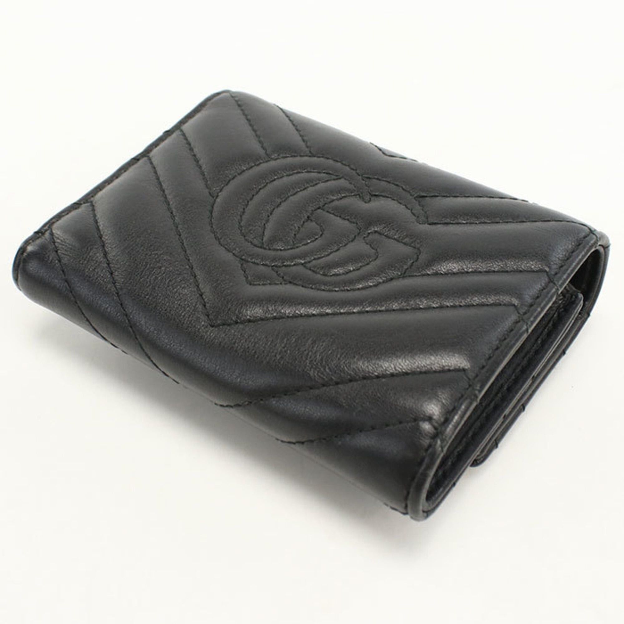 Gucci Gucci Tri-fold Wallet 474802 GG Marmont Women's Black Size ONE SIZE - 2 Thumbnail