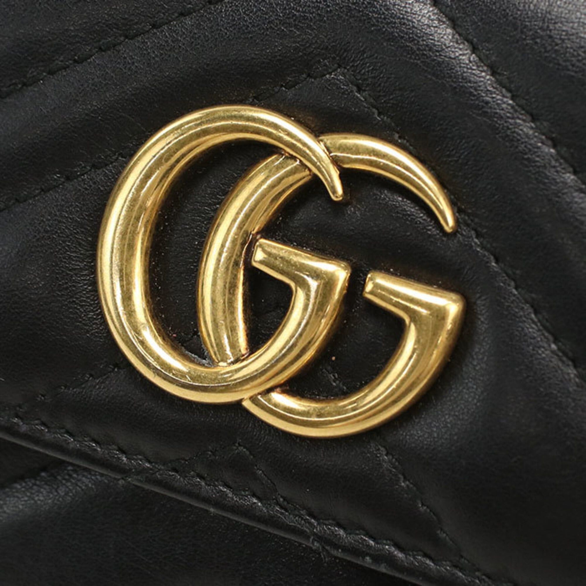Gucci Gucci Tri-fold Wallet 474802 GG Marmont Women's Black Size ONE SIZE - 4 Thumbnail