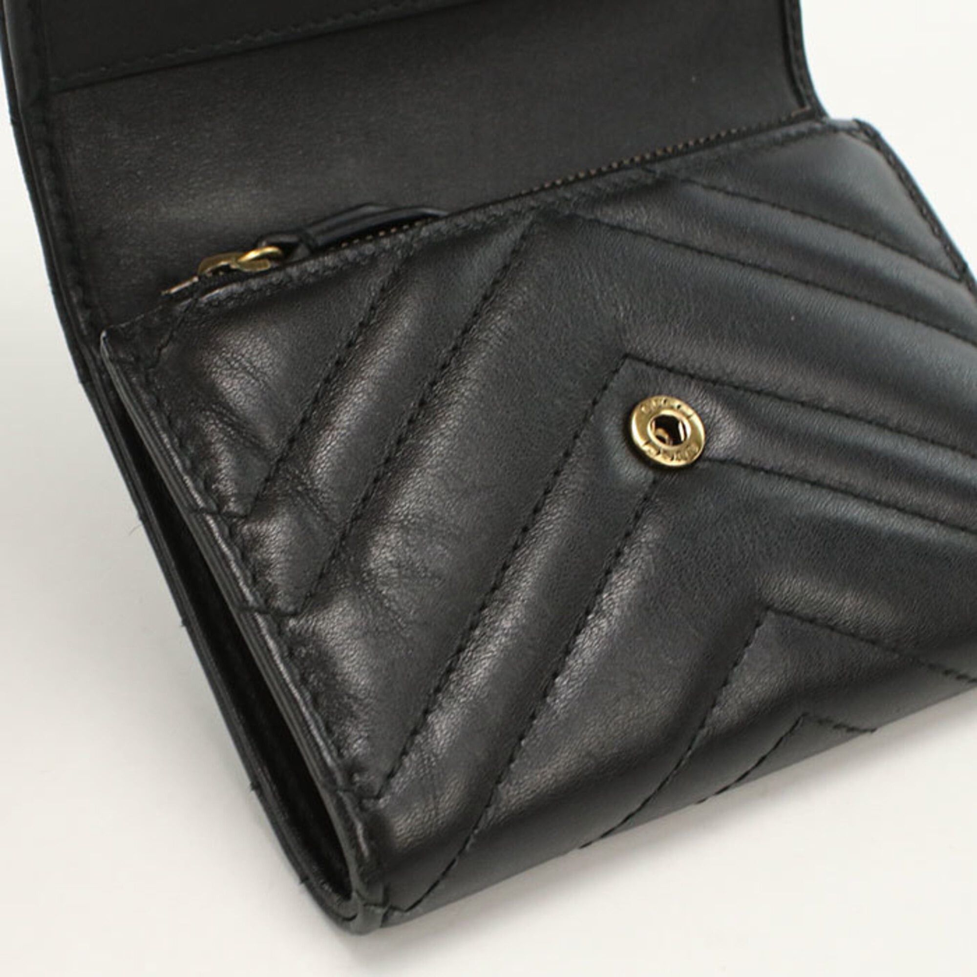 Gucci Gucci Tri-fold Wallet 474802 GG Marmont Women's Black Size ONE SIZE - 8 Thumbnail