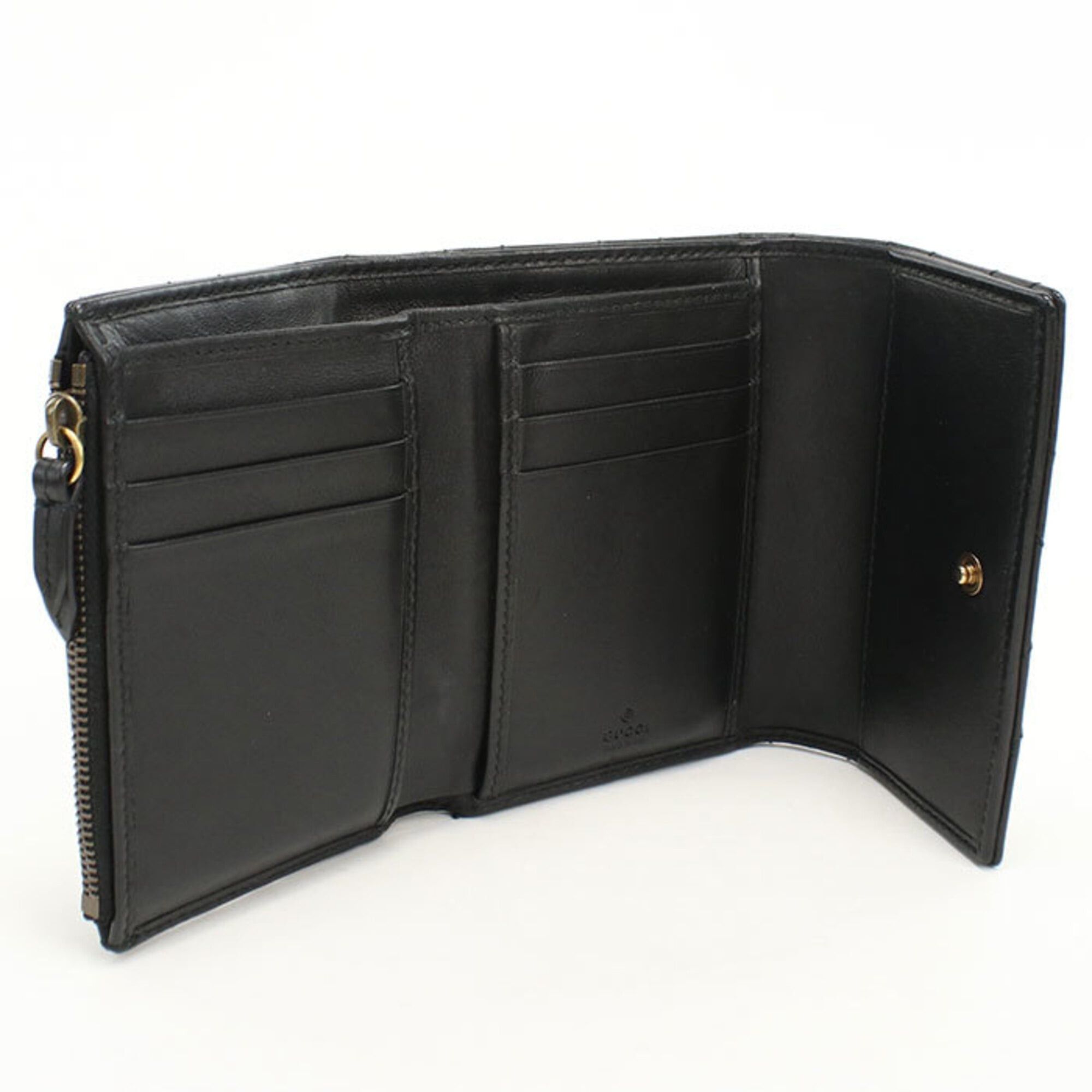 Gucci Gucci Tri-fold Wallet 474802 GG Marmont Women's Black Size ONE SIZE - 3 Thumbnail
