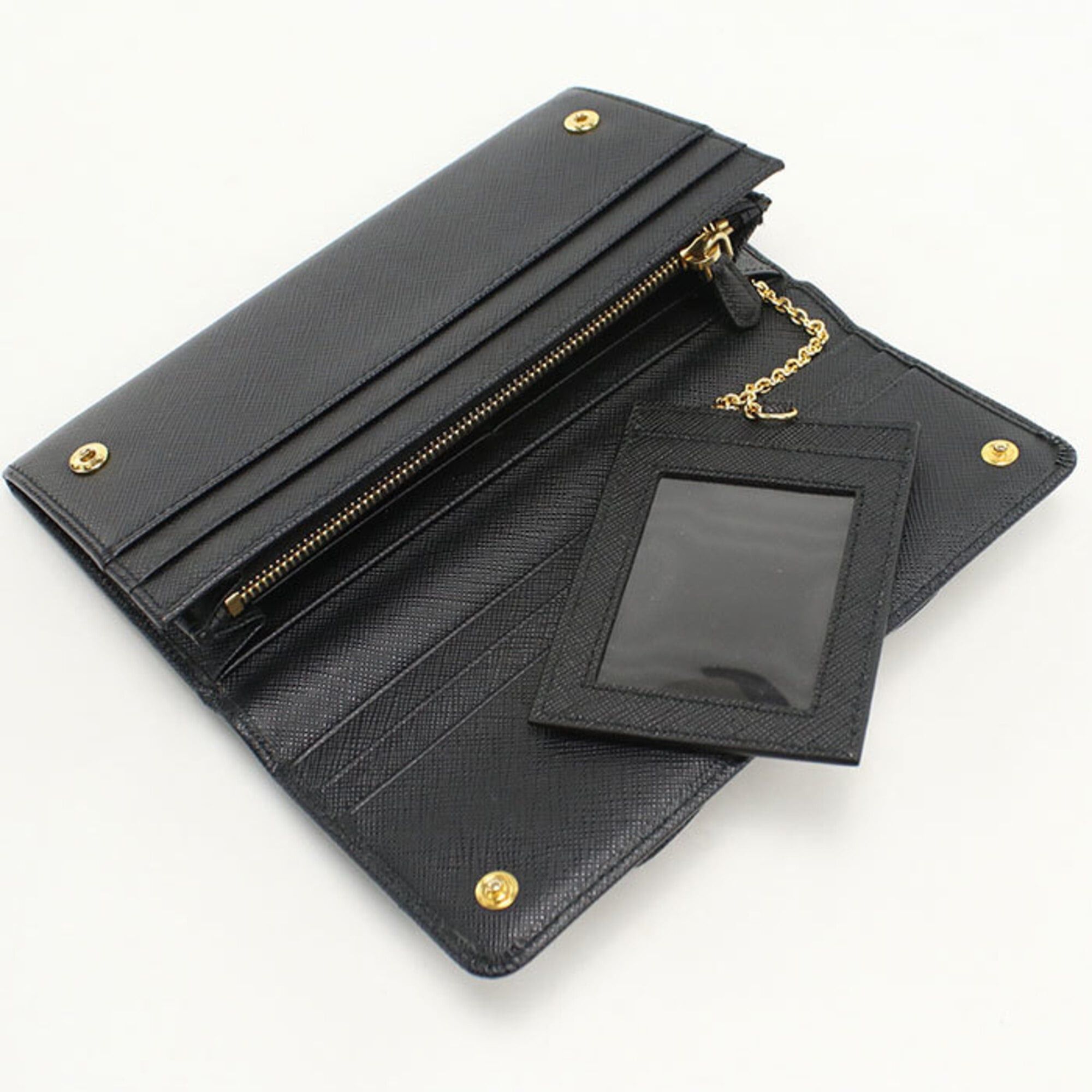 Prada Prada Bi-fold Long Wallet 1MH132 Saffiano Leather Women's Black Size ONE SIZE - 4 Thumbnail