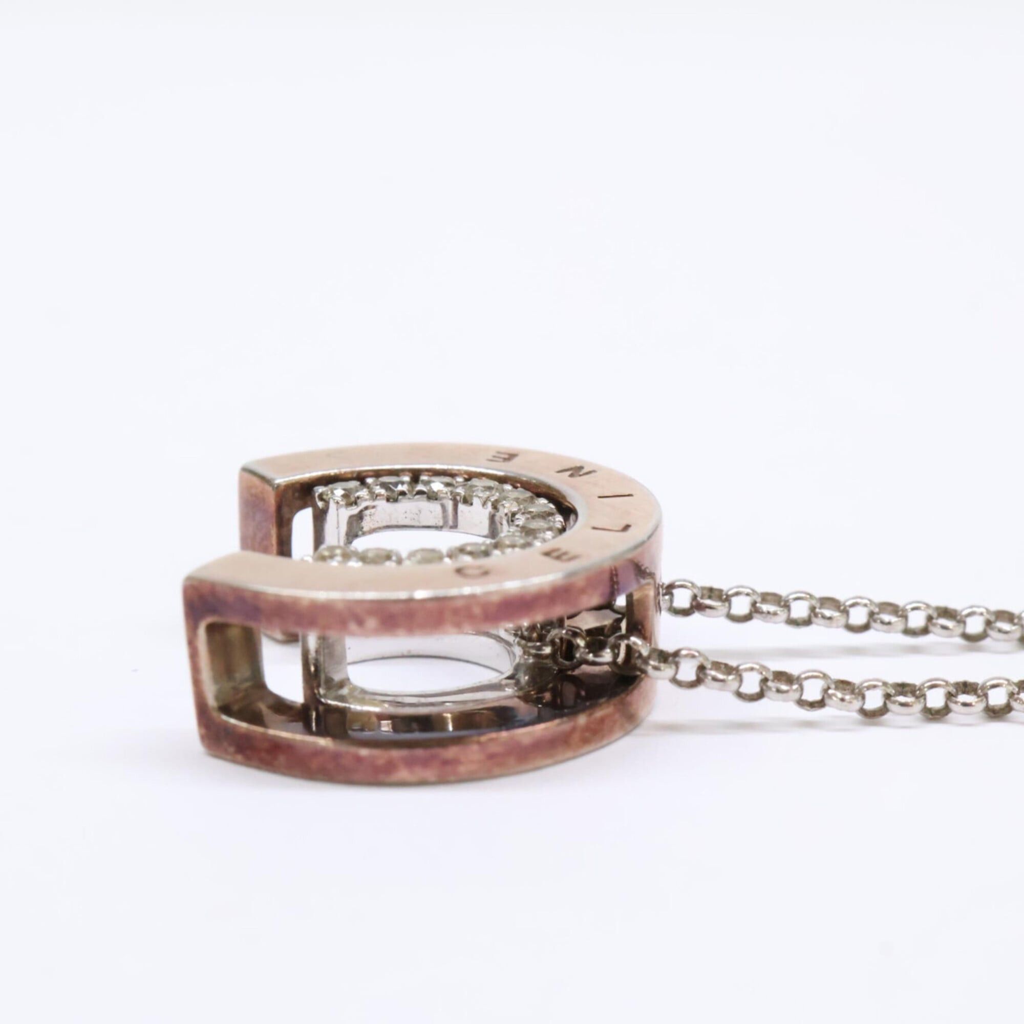 Celine CELINE Silver 925 Rhinestone Horseshoe Necklace for Women Size ONE SIZE - 3 Thumbnail