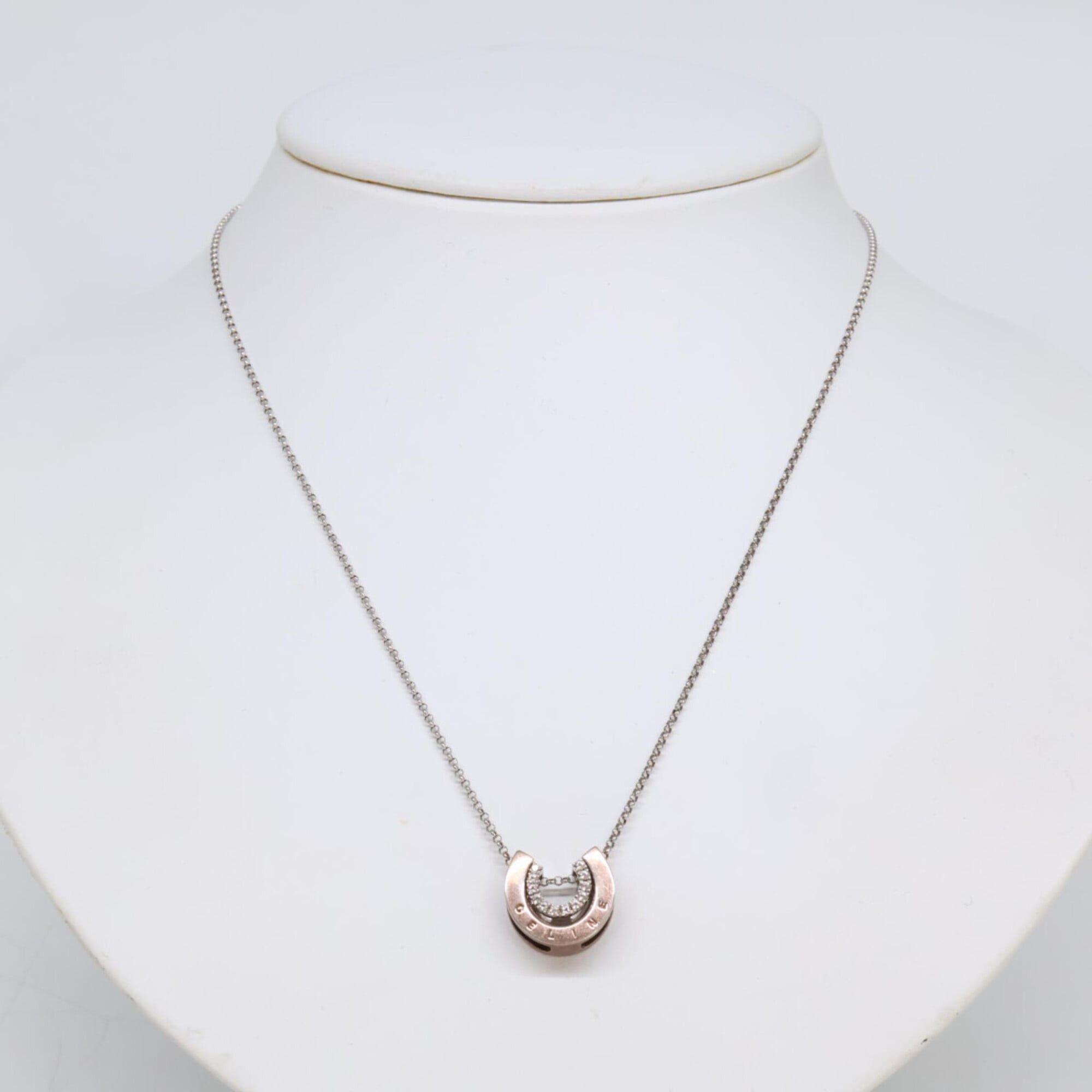 Celine CELINE Silver 925 Rhinestone Horseshoe Necklace for Women Size ONE SIZE - 9 Thumbnail