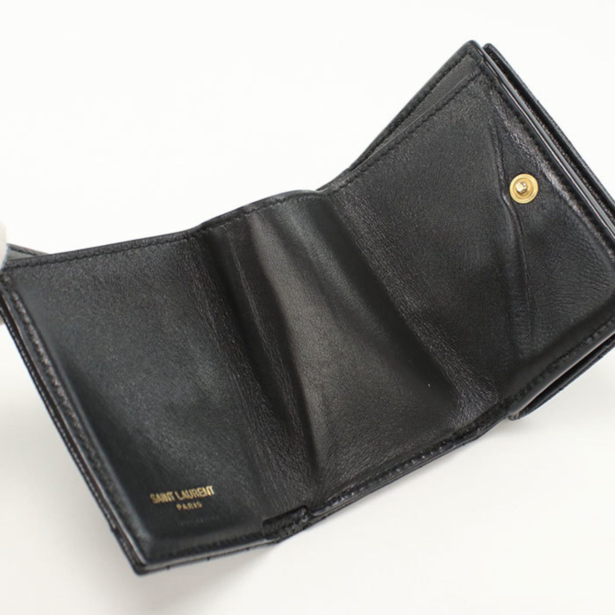 Saint Laurent Paris Saint Laurent Tri-fold Wallet 668274 Origami Tiny YSL Monogram Women's Black Size ONE SIZE - 3 Thumbnail