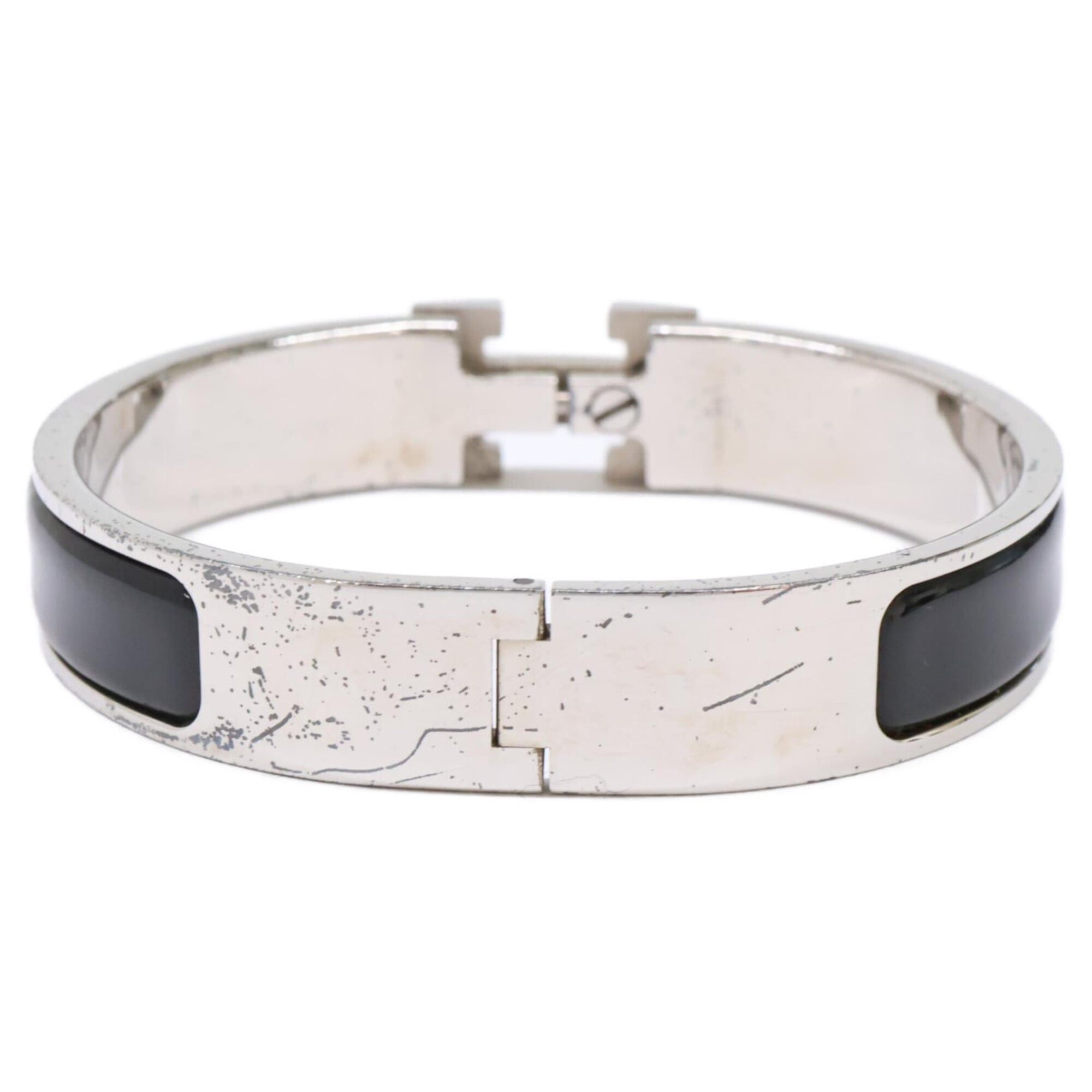 Hermes HERMES Click H PM Bangle, Silver/Black, Women's Size ONE SIZE - 4 Thumbnail