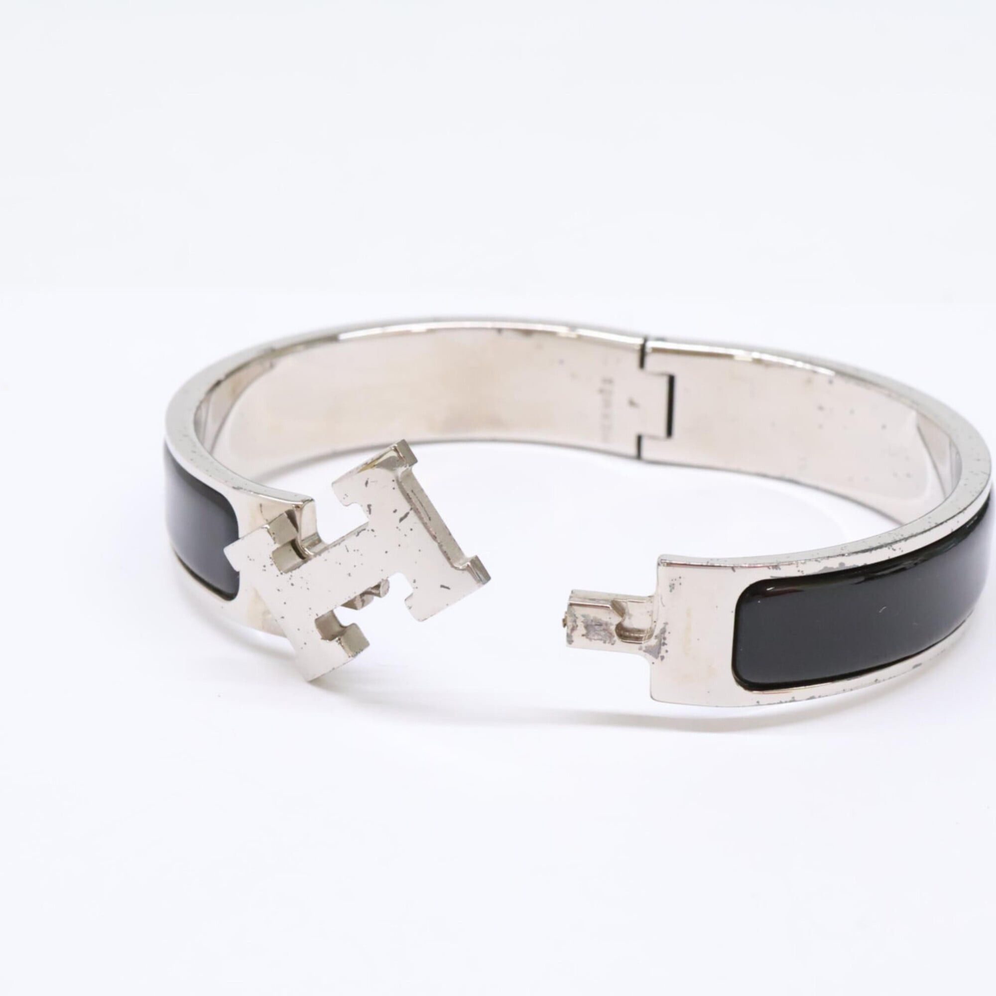 Hermes HERMES Click H PM Bangle, Silver/Black, Women's Size ONE SIZE - 7 Thumbnail