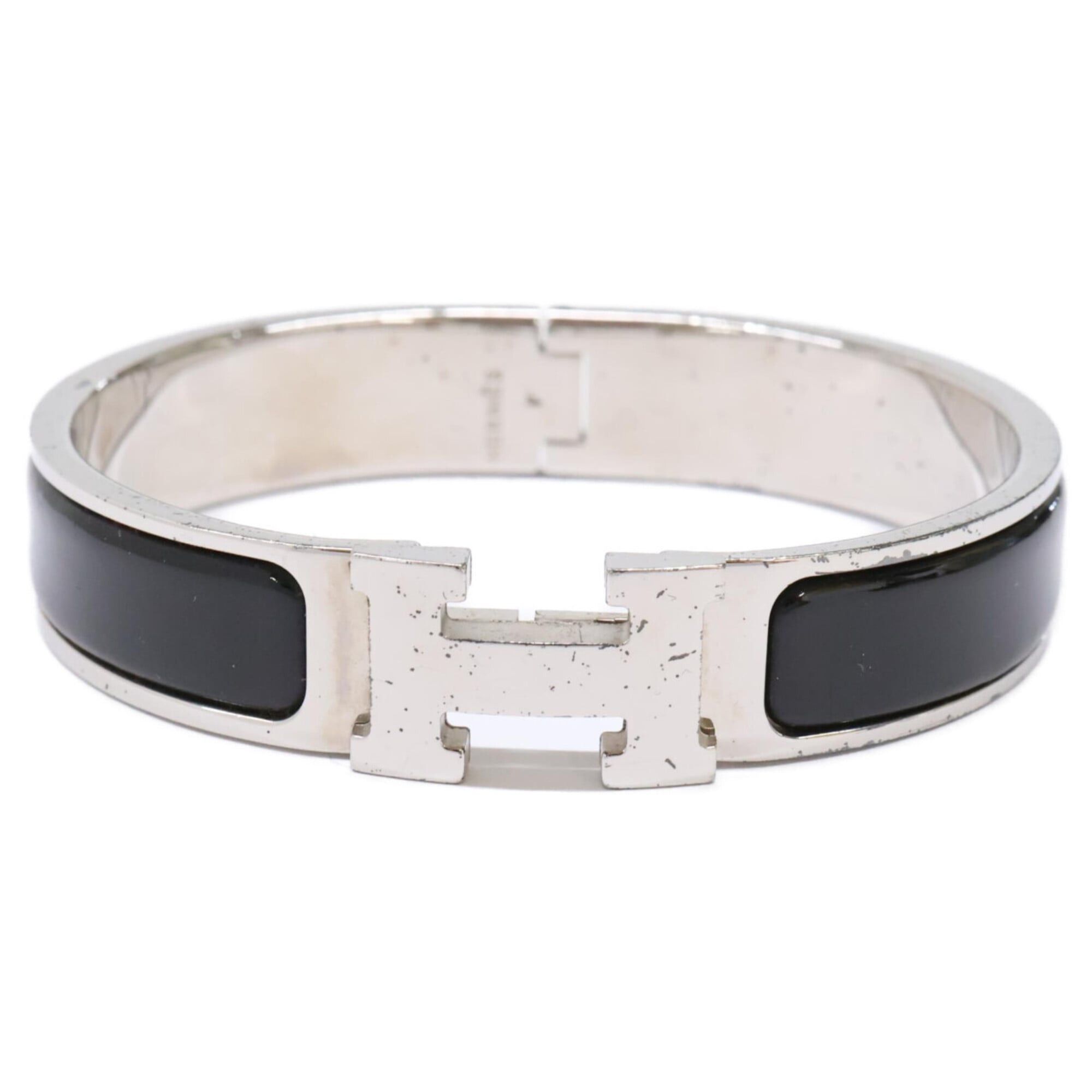 Hermes HERMES Click H PM Bangle, Silver/Black, Women's Size ONE SIZE - 2 Thumbnail