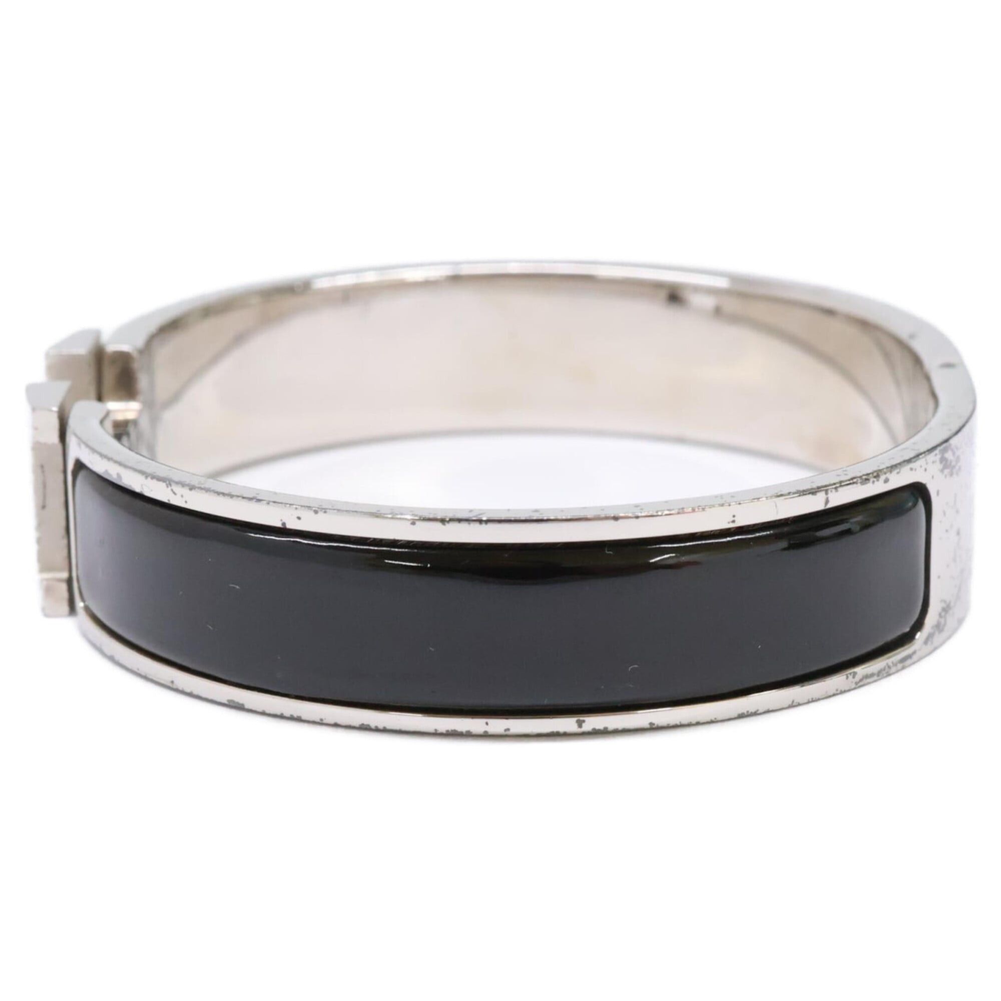 Hermes HERMES Click H PM Bangle, Silver/Black, Women's Size ONE SIZE - 3 Thumbnail