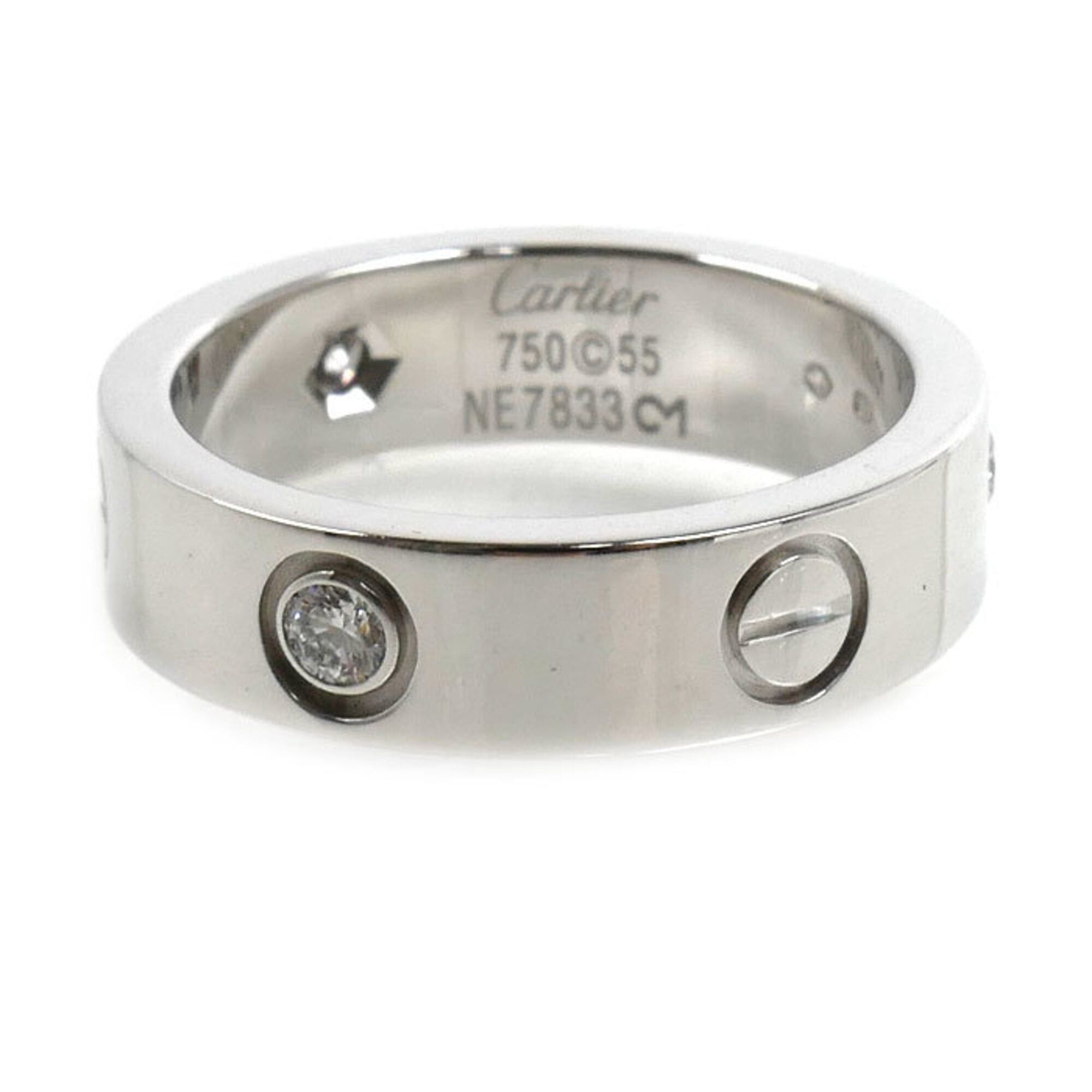 Cartier Cartier 18KWG White Gold Love Half Diamond Ring B4032555 55 9.2g Women's Size ONE SIZE - 3 Thumbnail
