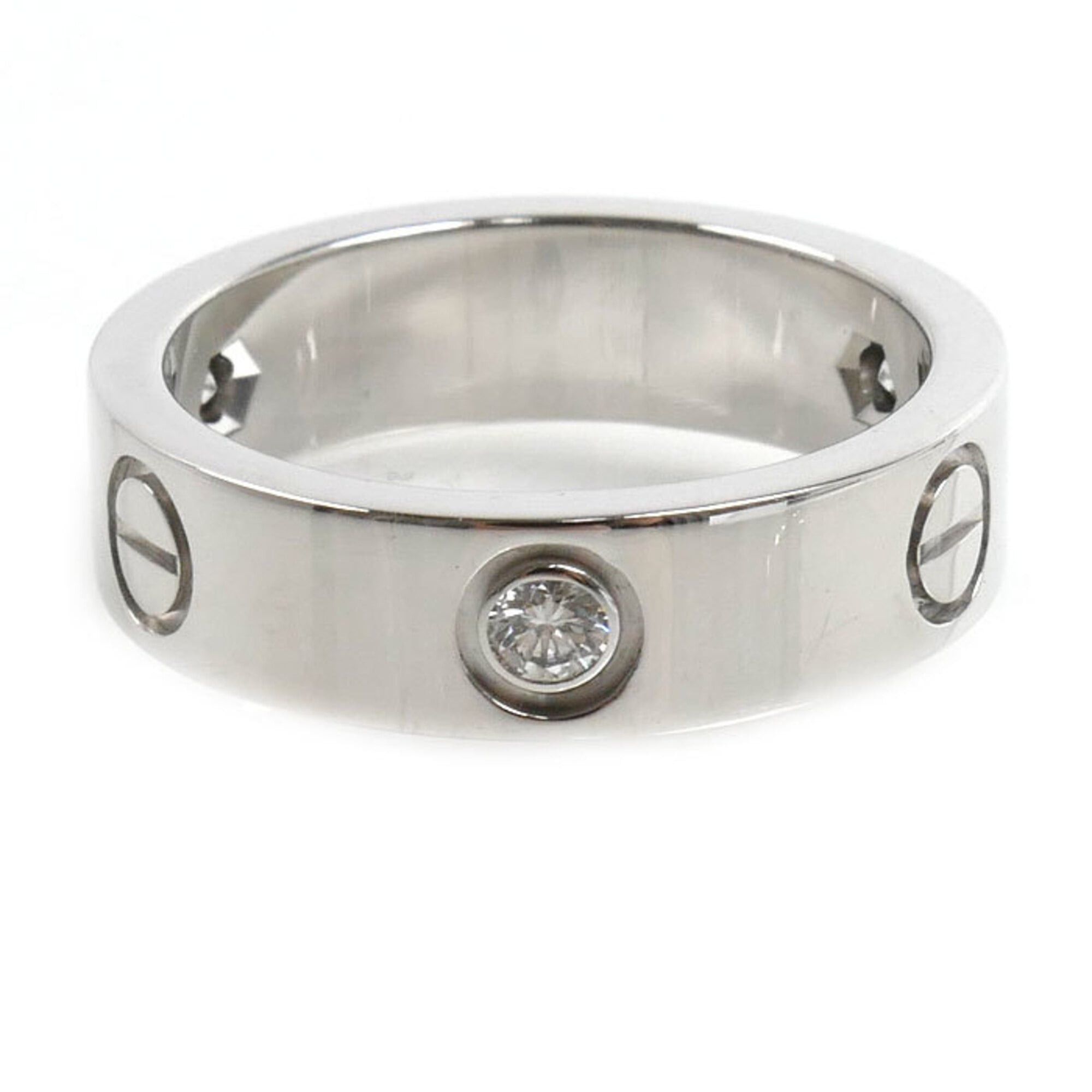 Cartier Cartier 18KWG White Gold Love Half Diamond Ring B4032555 55 9.2g Women's Size ONE SIZE - 4 Thumbnail
