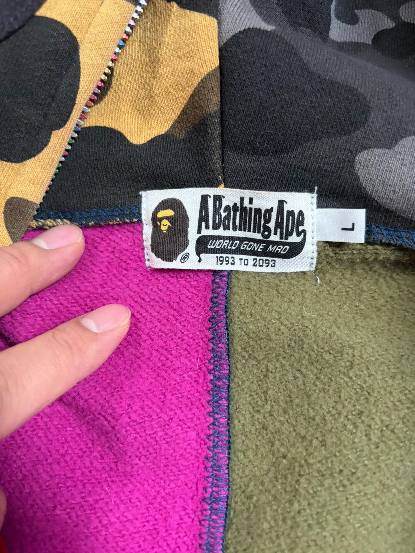 Bape BAPE Multi-Color Patchwork Shark Hoodie Size L Size US L / EU 52-54 / 3 - 5 Thumbnail