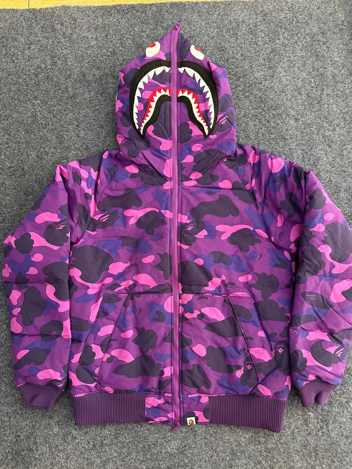Bape BAPE Purple Camo Shark Down Jacket Size M Size US M / EU 48-50 / 2 - 2 Thumbnail