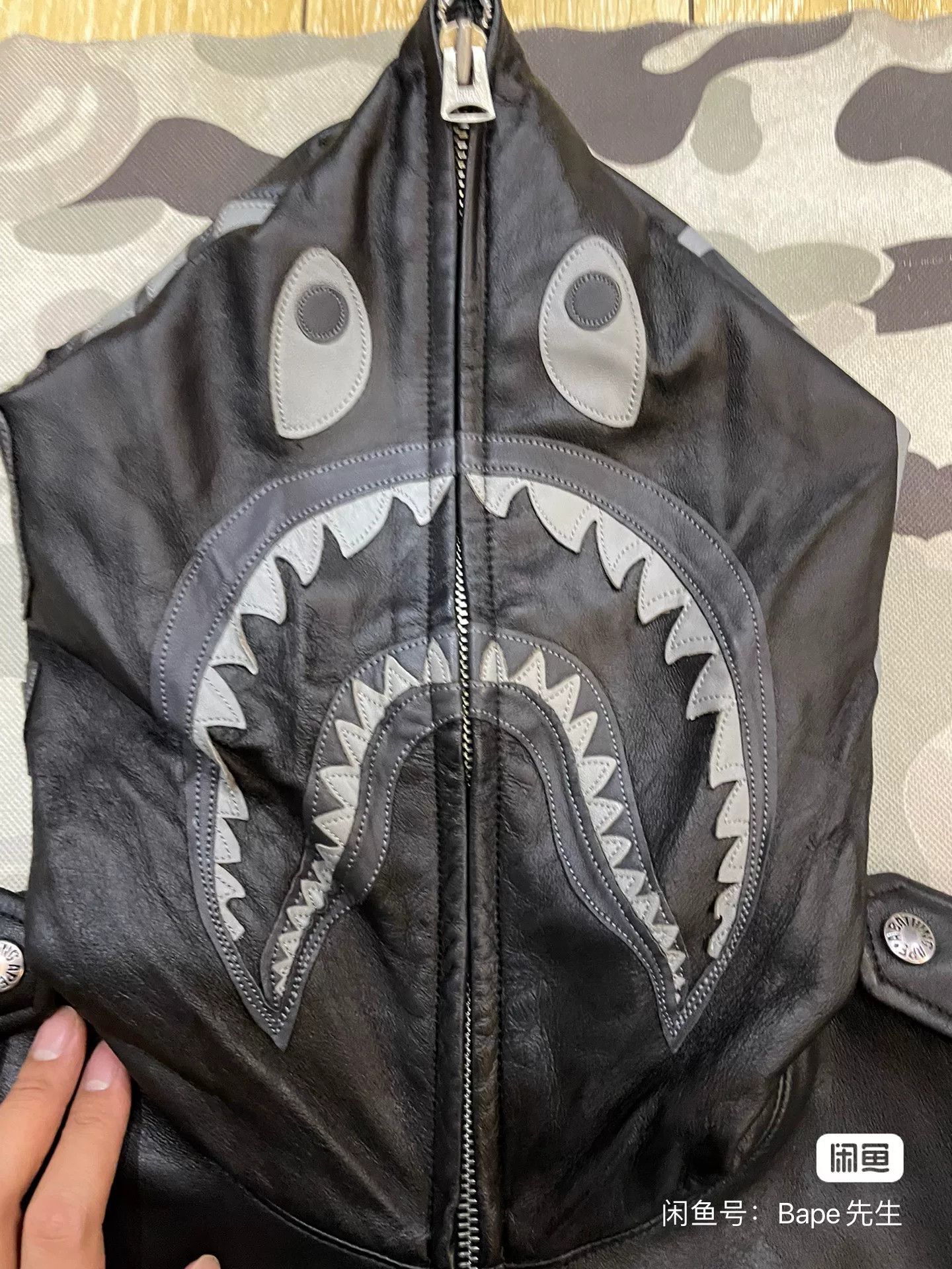 Bape Bape Shark Leather Jacket Size L Size US L / EU 52-54 / 3 - 3 Thumbnail