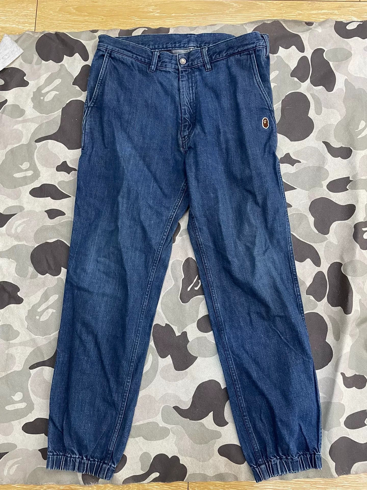 Bape BAPE Logo Patch Denim Joggers Size L Size US 34 / EU 50 - 2 Thumbnail