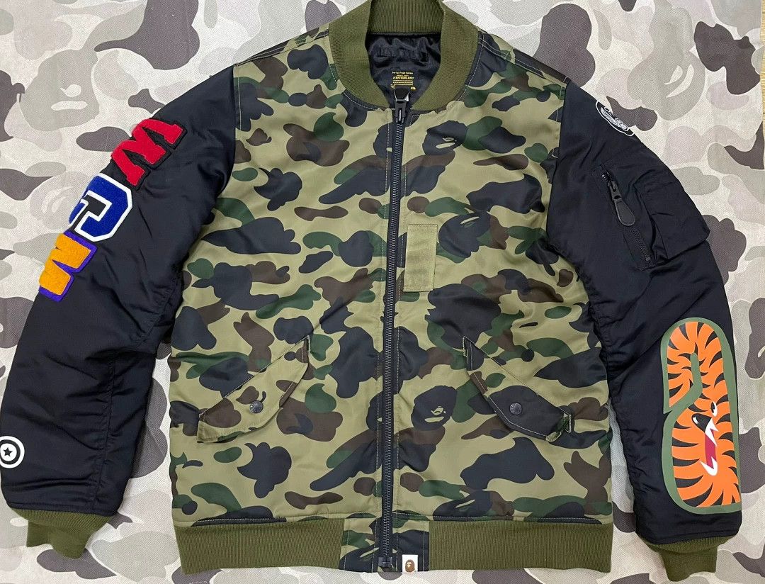 Bape A Bathing Ape Camo Shark MA-1 Bomber Jacket Size L Size US L / EU 52-54 / 3 - 3 Thumbnail