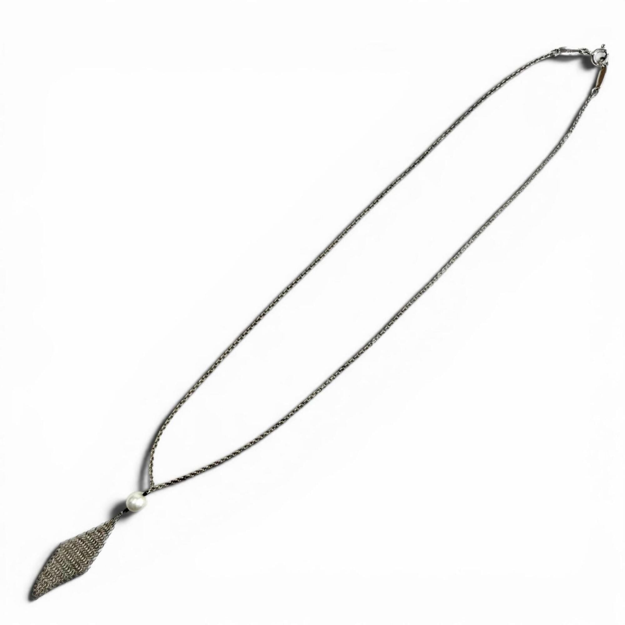 Tiffany & Co. TIFFANY&Co. Tiffany & Co. SV925 Freshwater Pearl Mesh Tassel Pendant Necklace, Silver, Weight 3.0g, Women's Size ONE SIZE - 2 Thumbnail