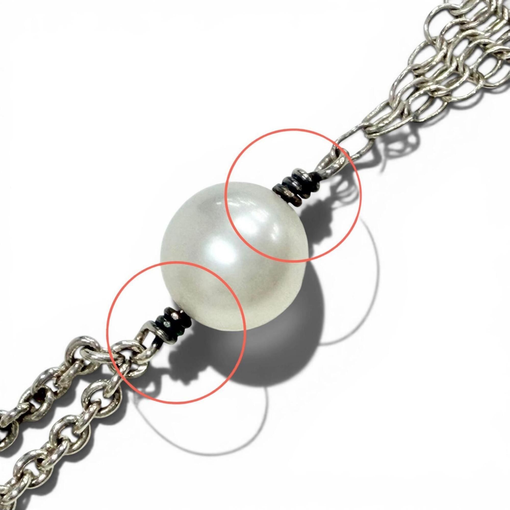Tiffany & Co. TIFFANY&Co. Tiffany & Co. SV925 Freshwater Pearl Mesh Tassel Pendant Necklace, Silver, Weight 3.0g, Women's Size ONE SIZE - 9 Thumbnail