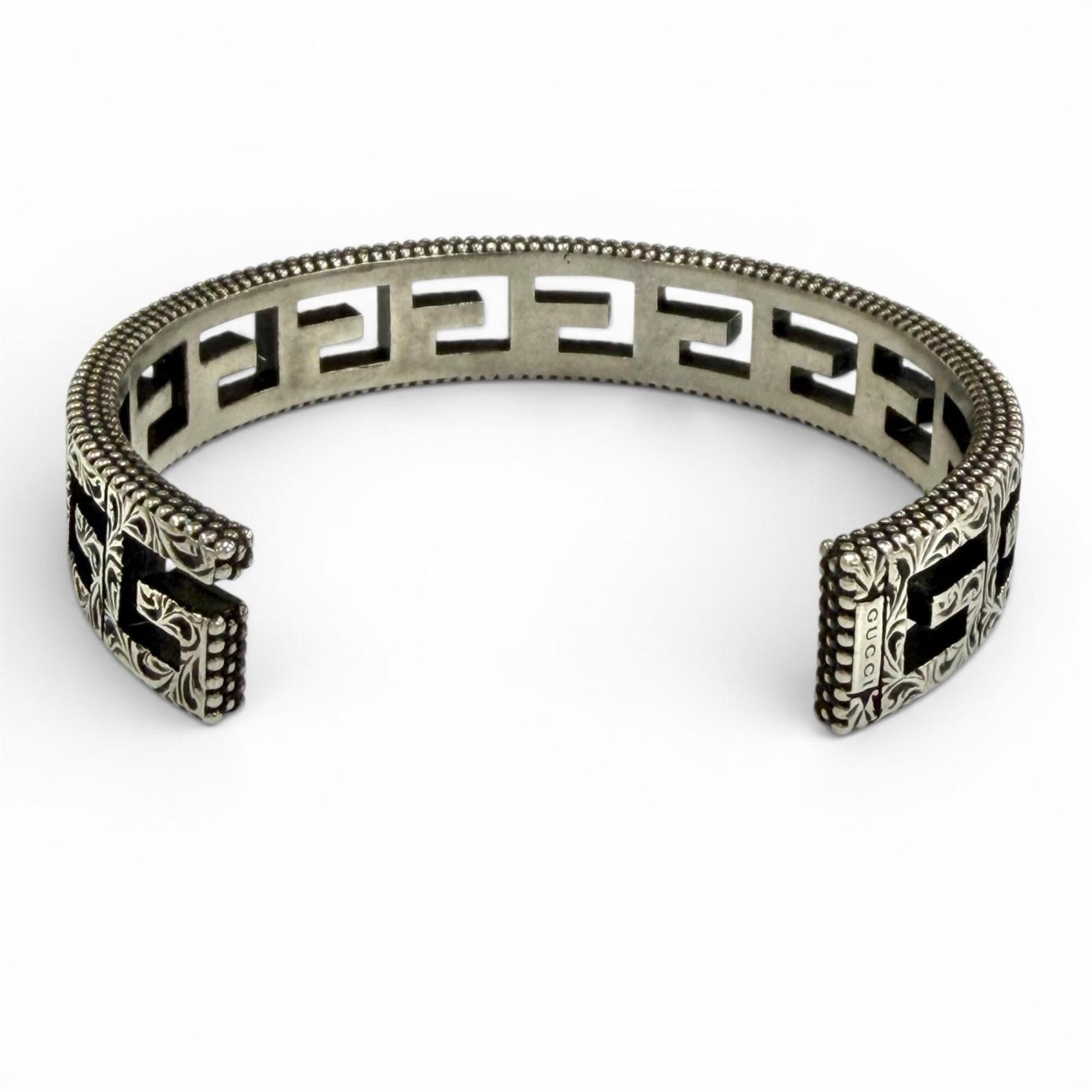 Gucci GUCCI 551919 Square G Arabesque G-Cube Bangle Bracelet, Silver, Size 16, Made in Italy, Weight 28.5g, Women's. Size ONE SIZE - 3 Thumbnail