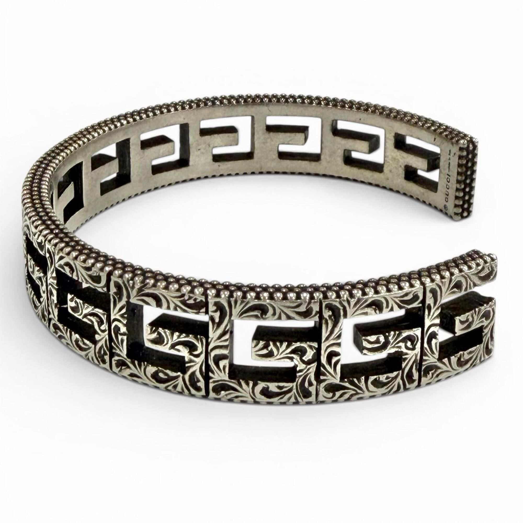 Gucci GUCCI 551919 Square G Arabesque G-Cube Bangle Bracelet, Silver, Size 16, Made in Italy, Weight 28.5g, Women's. Size ONE SIZE - 2 Thumbnail