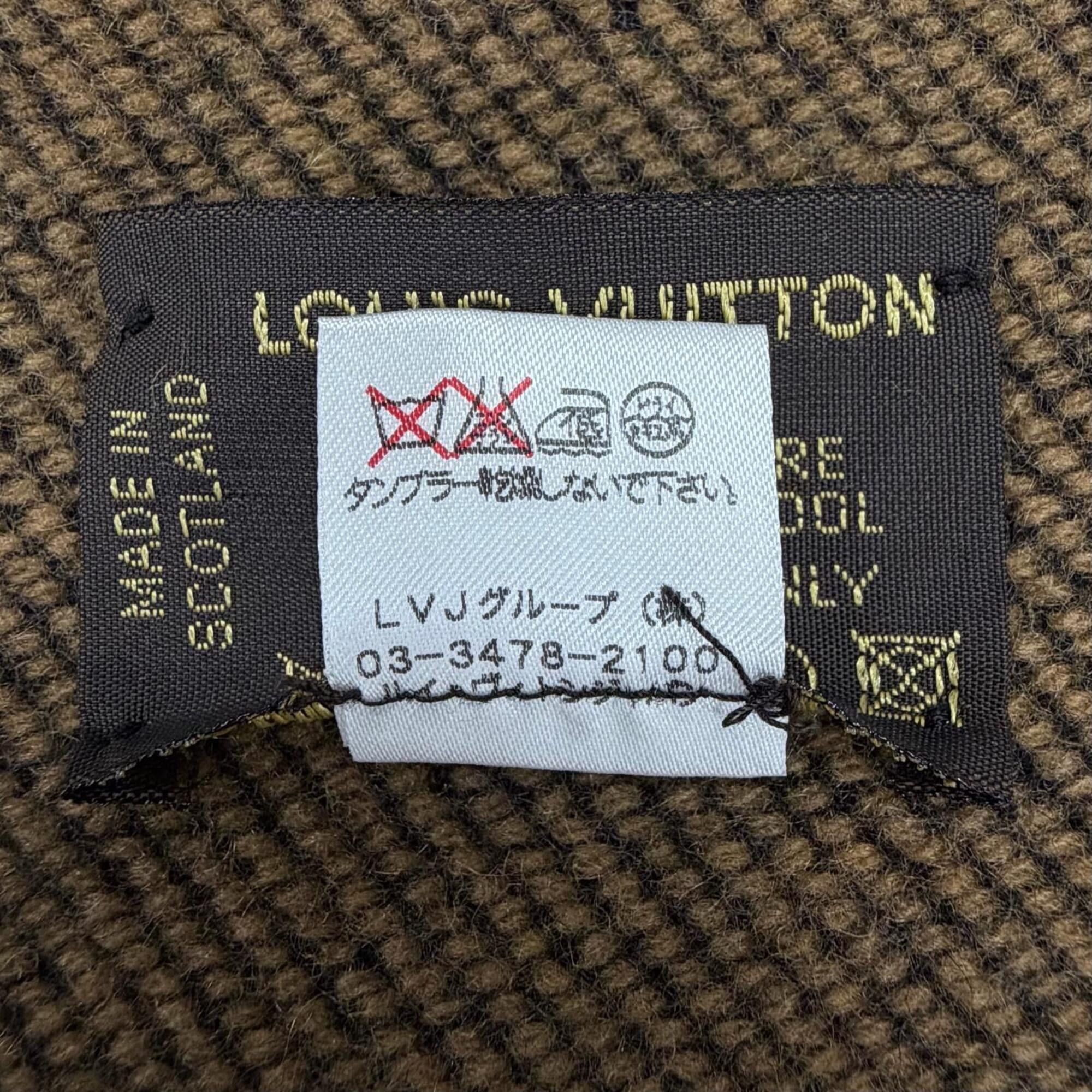 Louis Vuitton Louis Vuitton Cashmere Wool Monogram Blanket Black Brown Made in Scotland Authentic Women's Size ONE SIZE - 6 Thumbnail