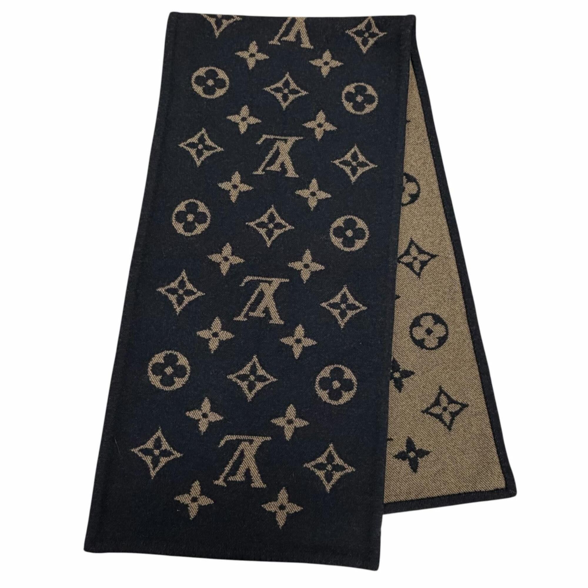 Louis Vuitton Louis Vuitton Cashmere Wool Monogram Blanket Black Brown Made in Scotland Authentic Women's Size ONE SIZE - 2 Thumbnail