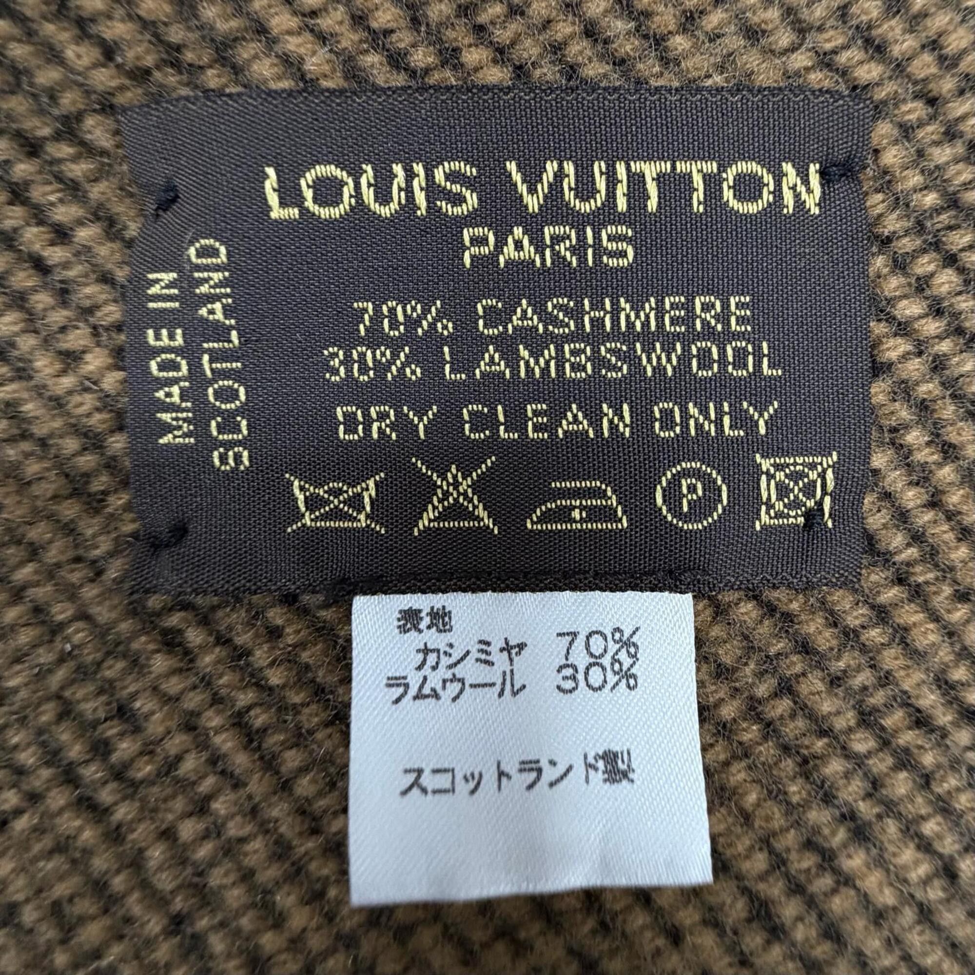 Louis Vuitton Louis Vuitton Cashmere Wool Monogram Blanket Black Brown Made in Scotland Authentic Women's Size ONE SIZE - 5 Thumbnail