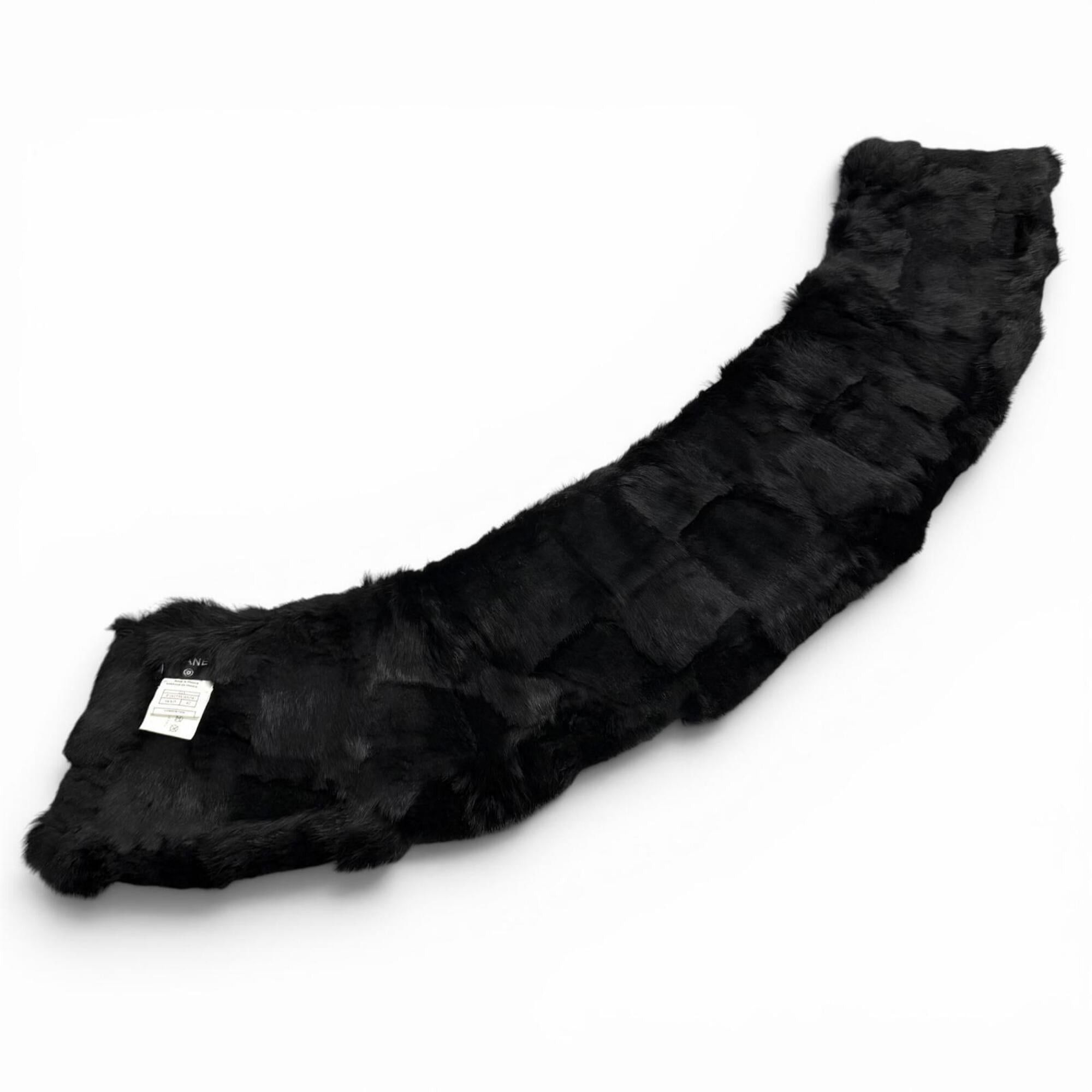 Chanel CHANEL 01A P18153 Coco Mark Rabbit Fur Tippet Shawl Black Size 42 Made in France Authentic Women's with Box Size ONE SIZE - 8 Thumbnail