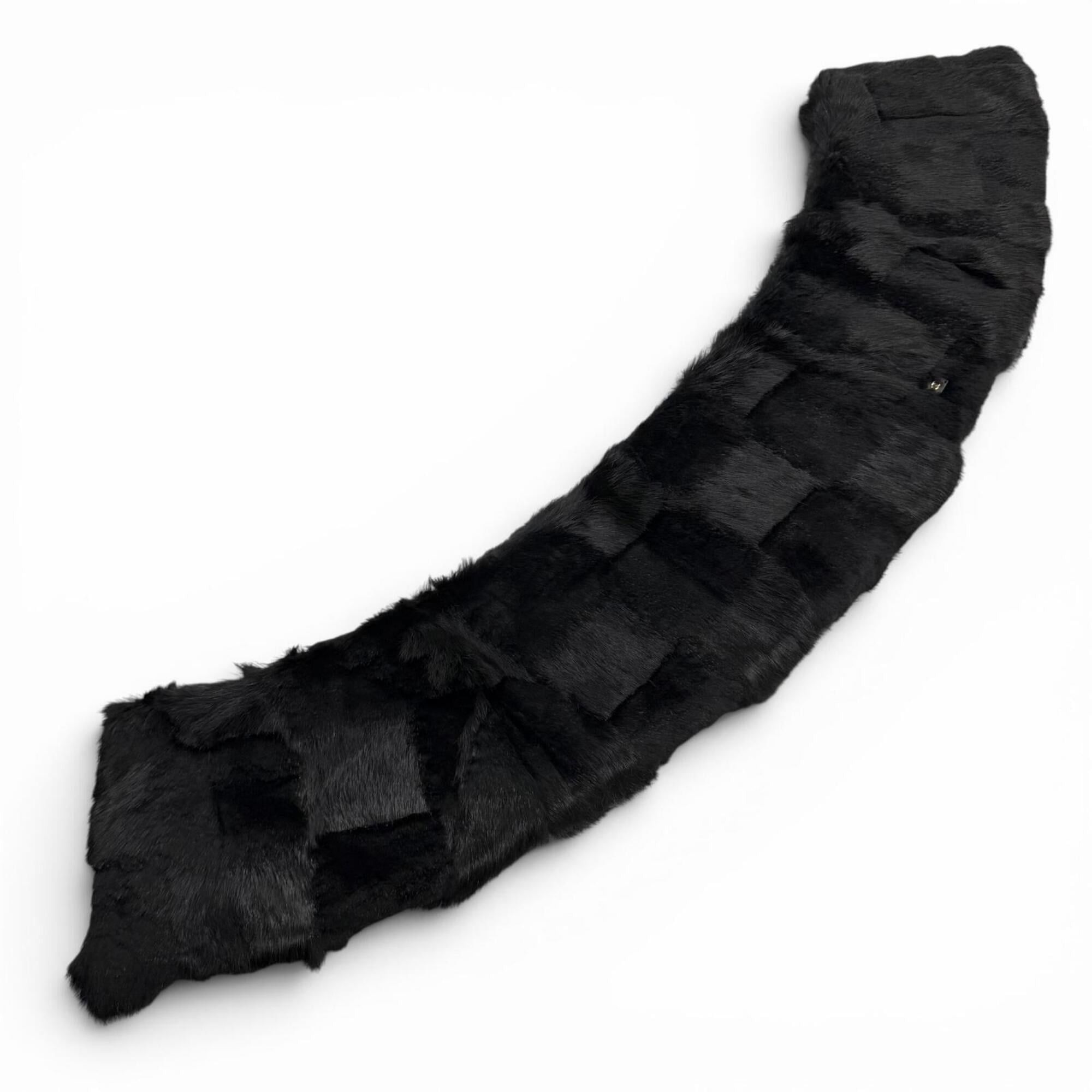 Chanel CHANEL 01A P18153 Coco Mark Rabbit Fur Tippet Shawl Black Size 42 Made in France Authentic Women's with Box Size ONE SIZE - 7 Thumbnail