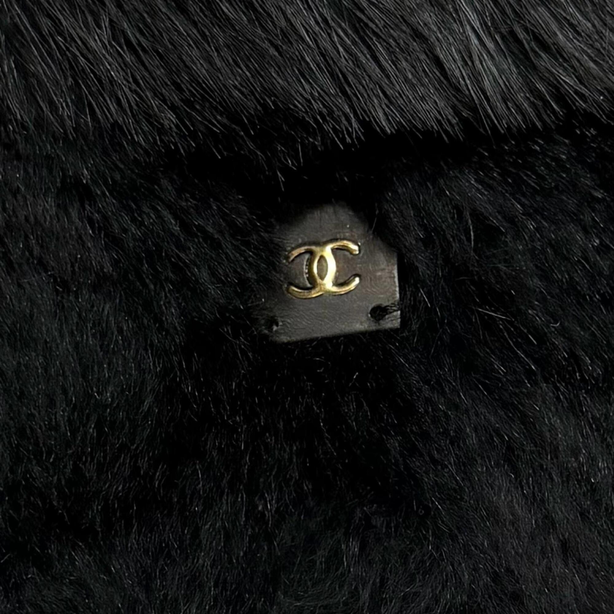Chanel CHANEL 01A P18153 Coco Mark Rabbit Fur Tippet Shawl Black Size 42 Made in France Authentic Women's with Box Size ONE SIZE - 9 Thumbnail