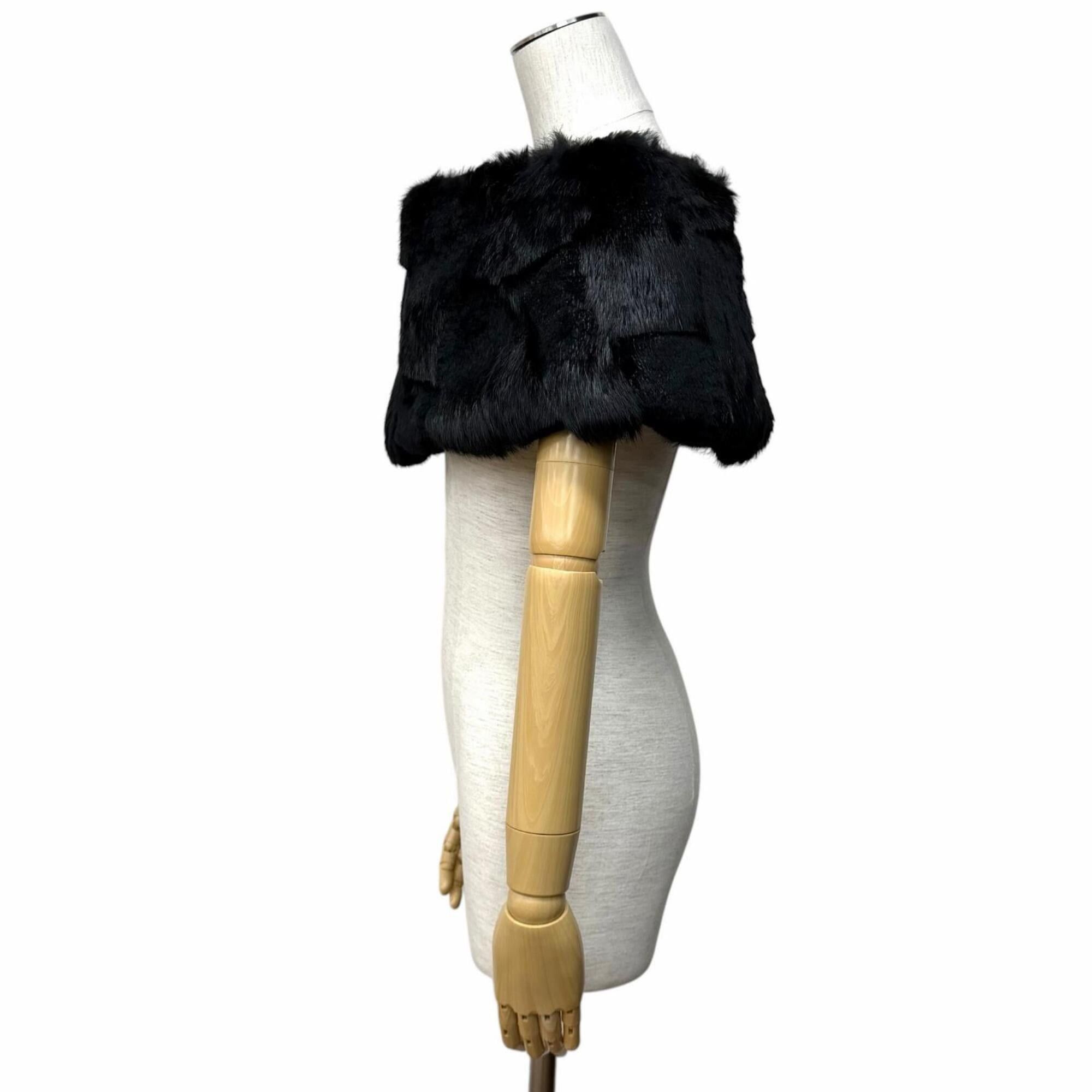 Chanel CHANEL 01A P18153 Coco Mark Rabbit Fur Tippet Shawl Black Size 42 Made in France Authentic Women's with Box Size ONE SIZE - 4 Thumbnail