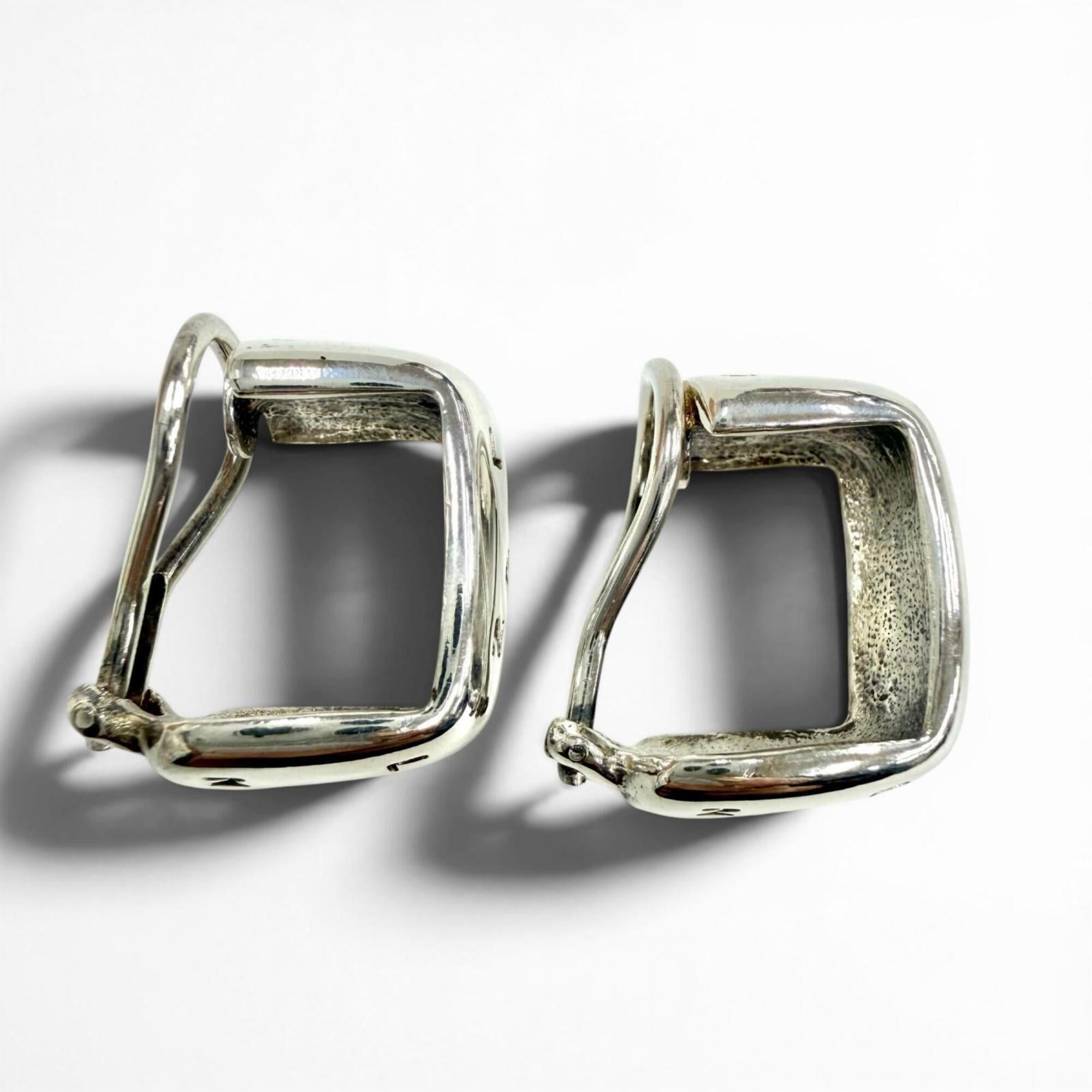 Chanel CHANEL Vintage 925 Sterling Silver Clip-On Earrings (for both ears), Logo Engraved, Weight 12.7g, Women's. Size ONE SIZE - 4 Thumbnail